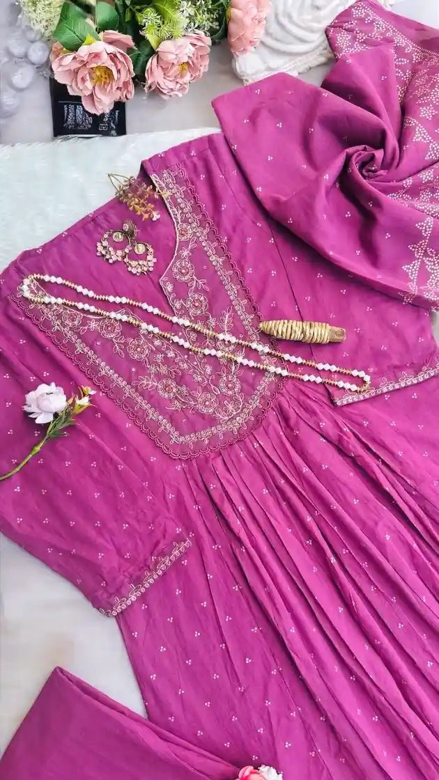 Embroidered Purple Suit Set - Passion for Fashion by Shivani