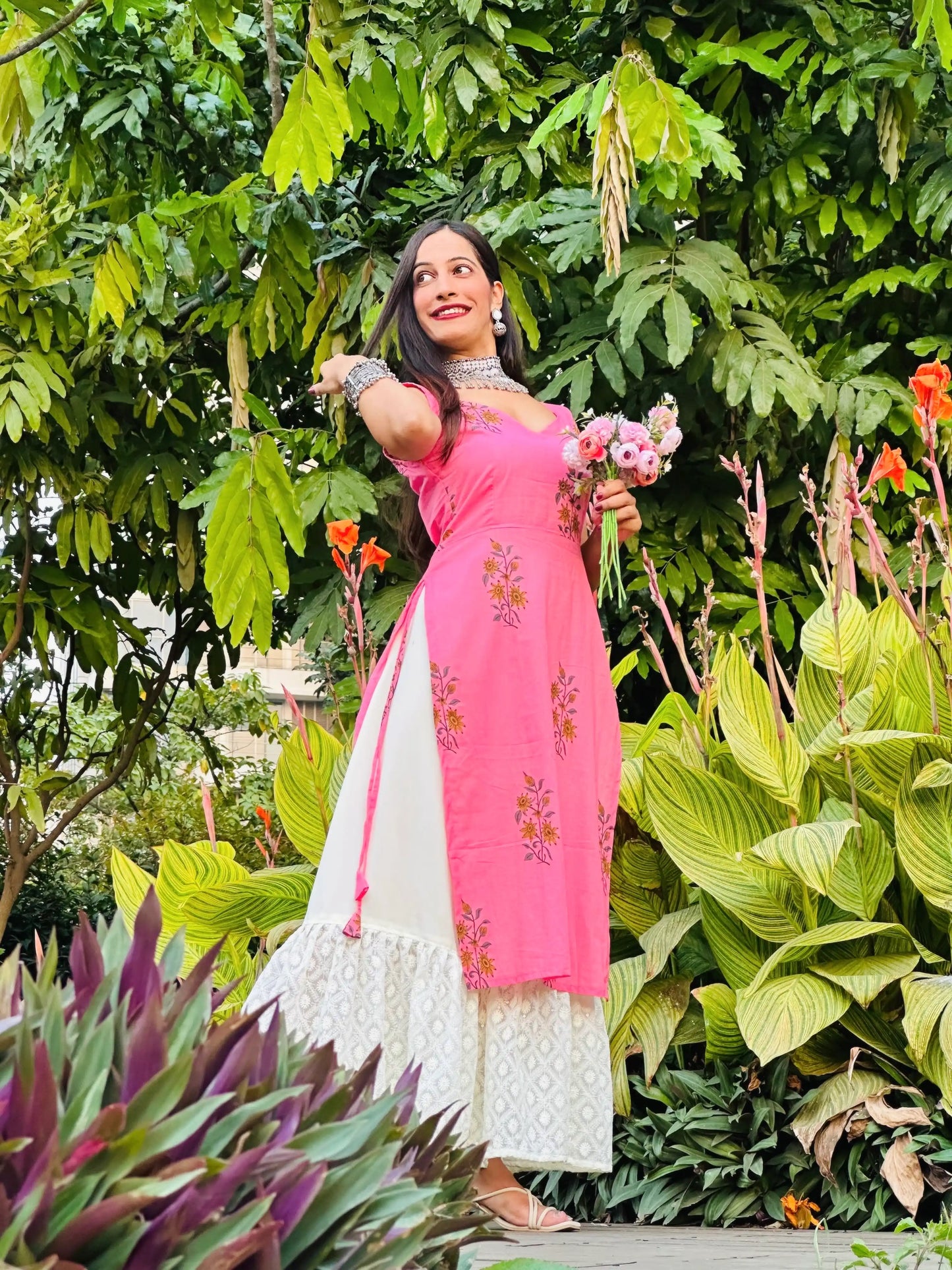 The Pink Block Print Rangriti Budget Kurta