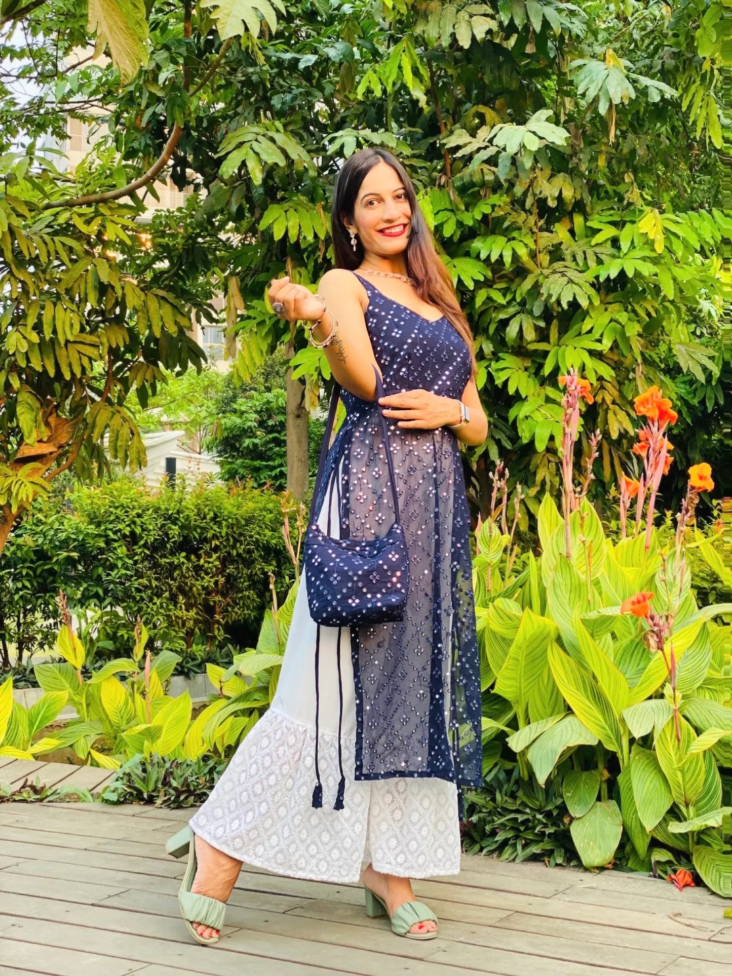Orient Blue Mirror Gulnaz Kurta