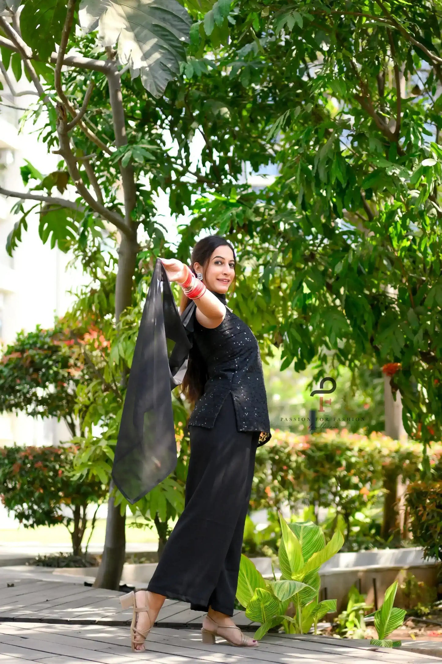Gulnaz Black Sequined Kurta Set