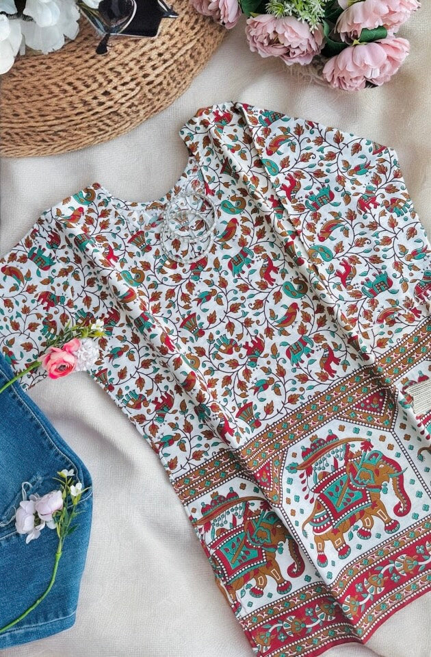 White Elephant Short Kurta