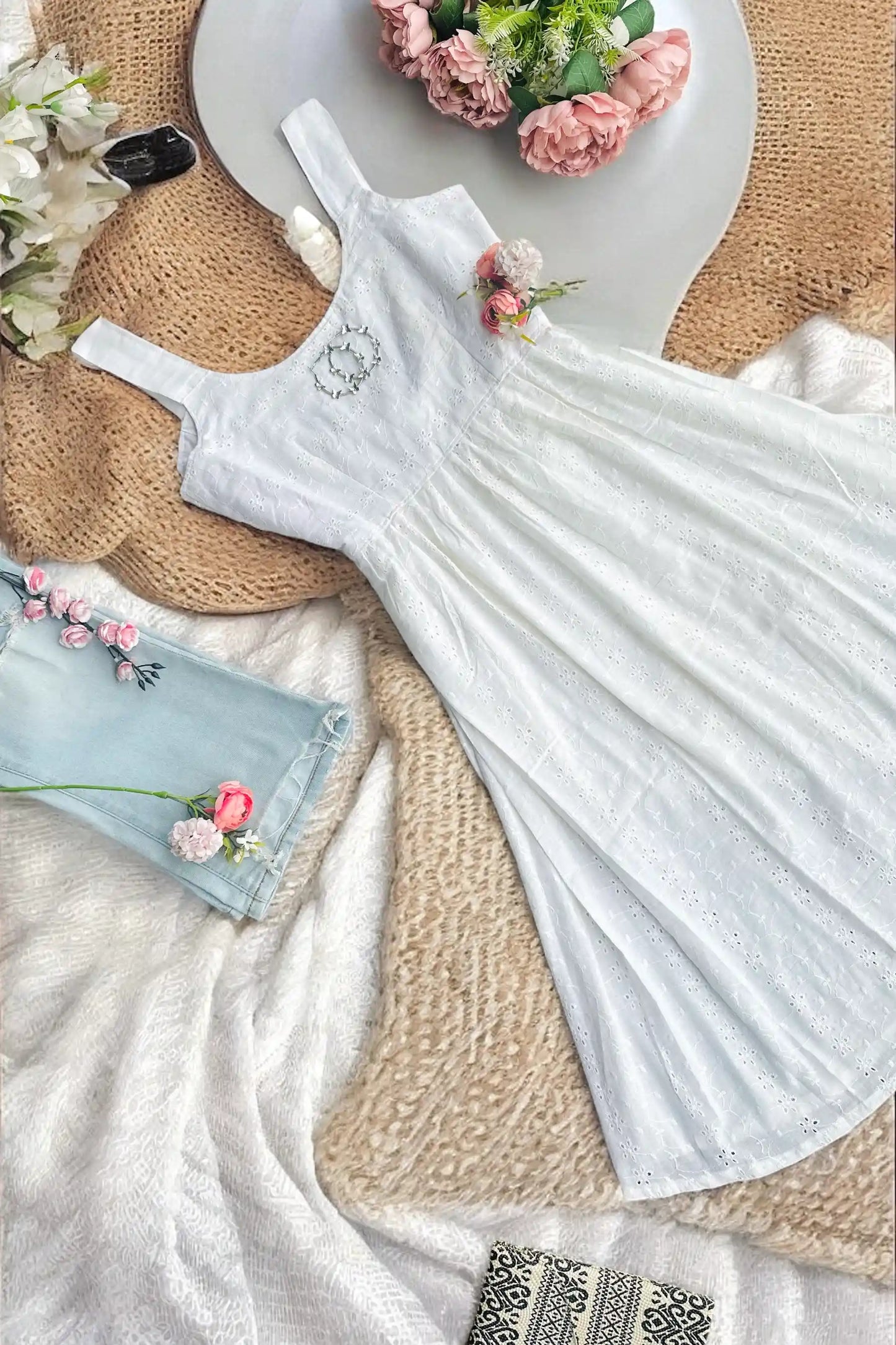 Butterfly White Hacoba Twirl Dress - Passion for Fashion by Shivani