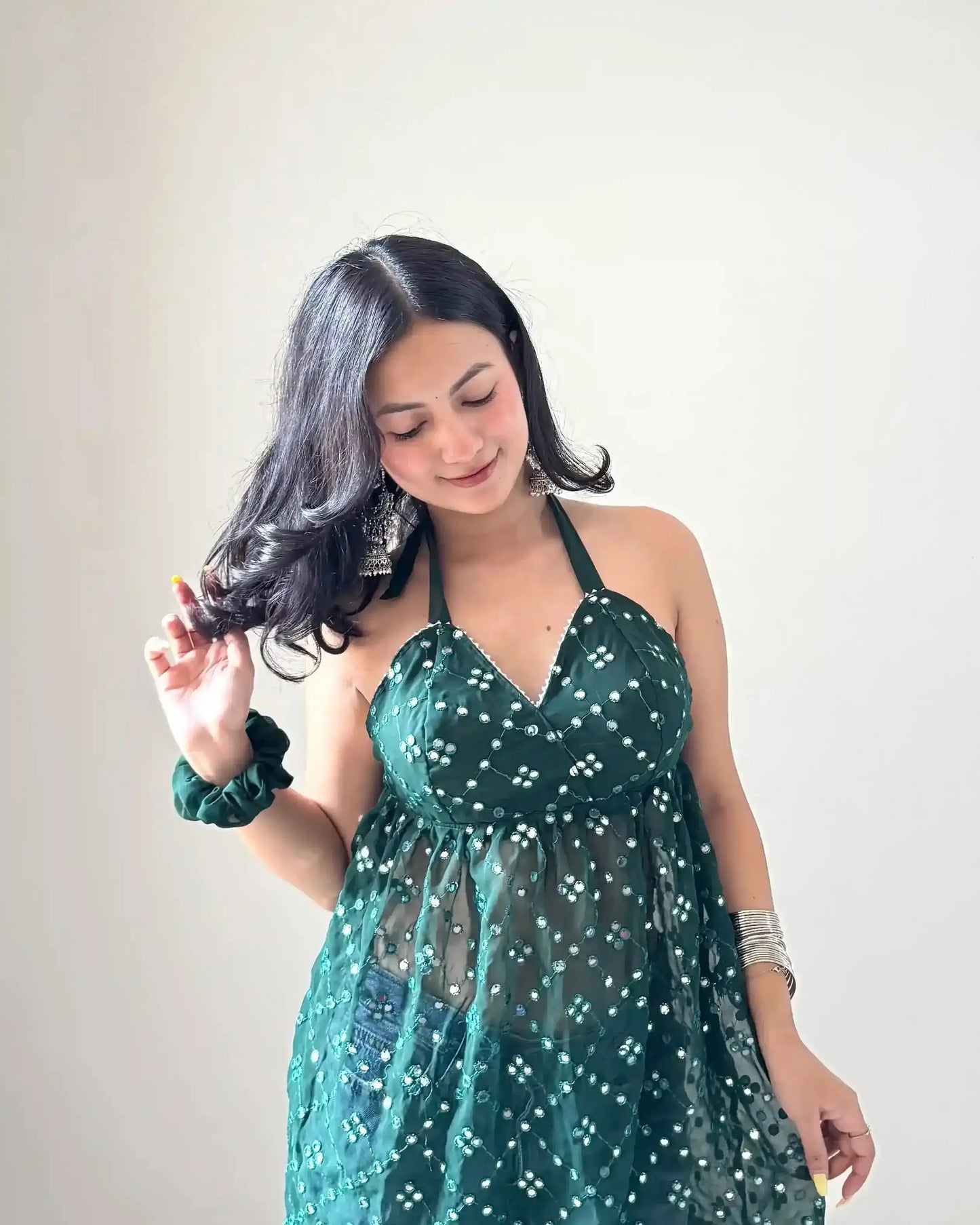 Shefali’s Green Gulnaz Mirror Peplum - Passion for Fashion by Shivani