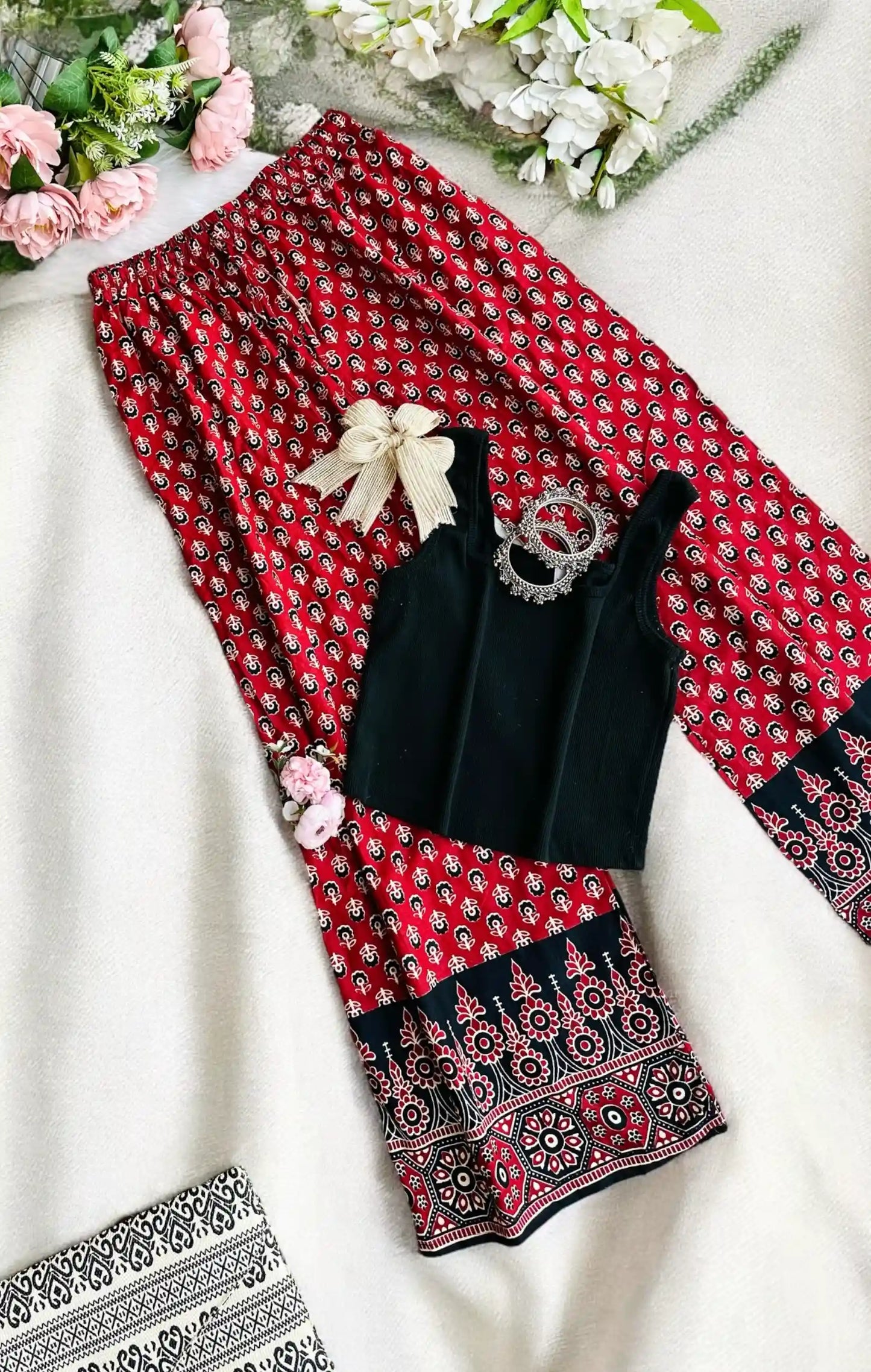 Maroon Jaipuri Palazzo Pants