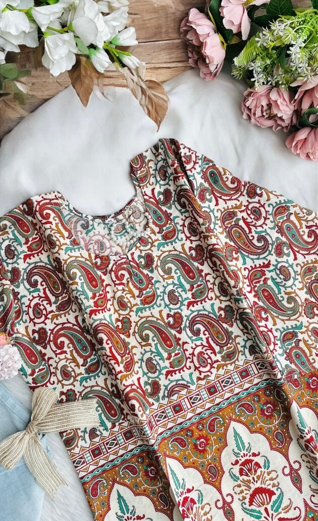 Jaipuri Maroon Kairi Short Kurta