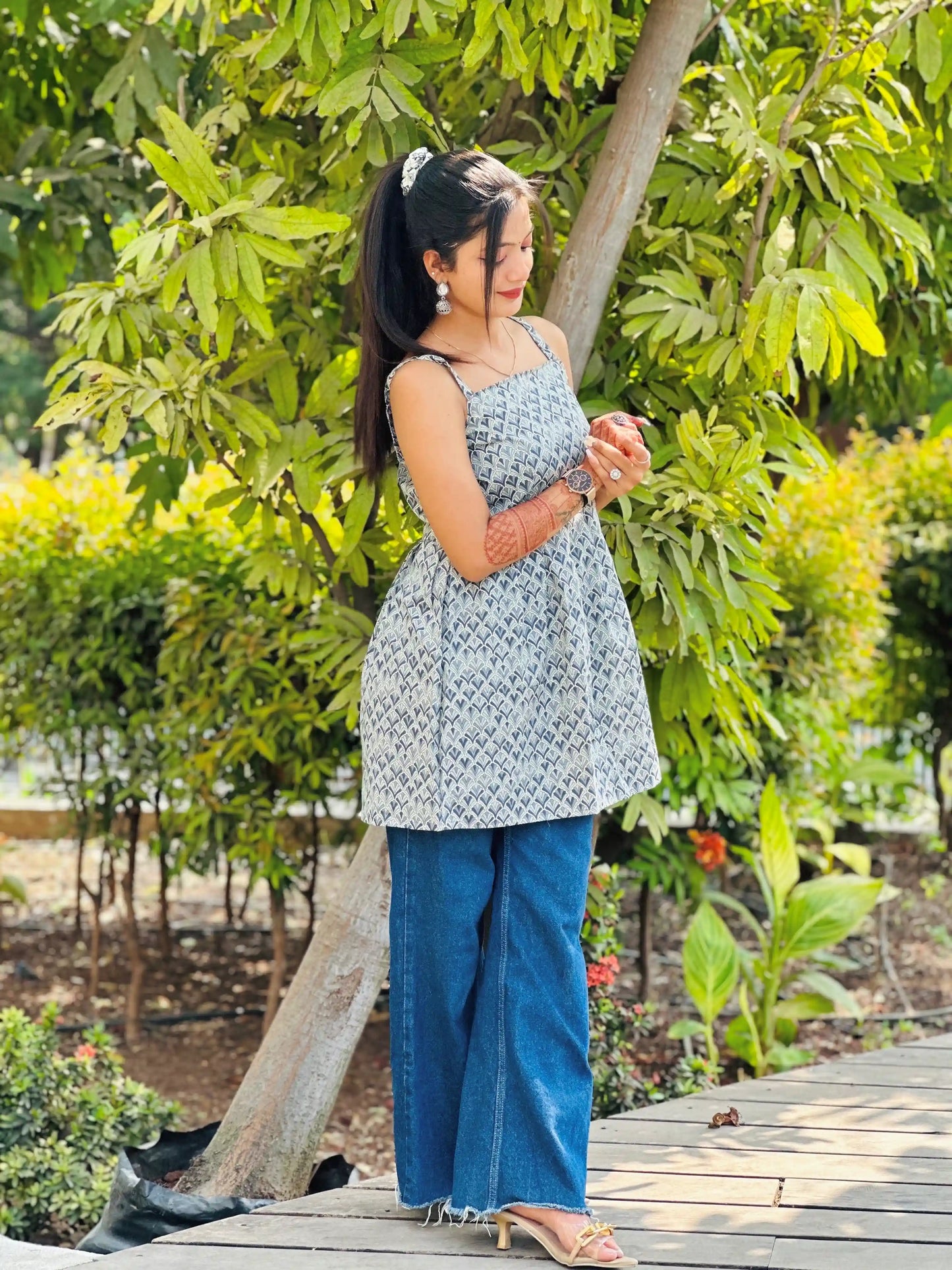 Blush Grey Jaipuri Short Top