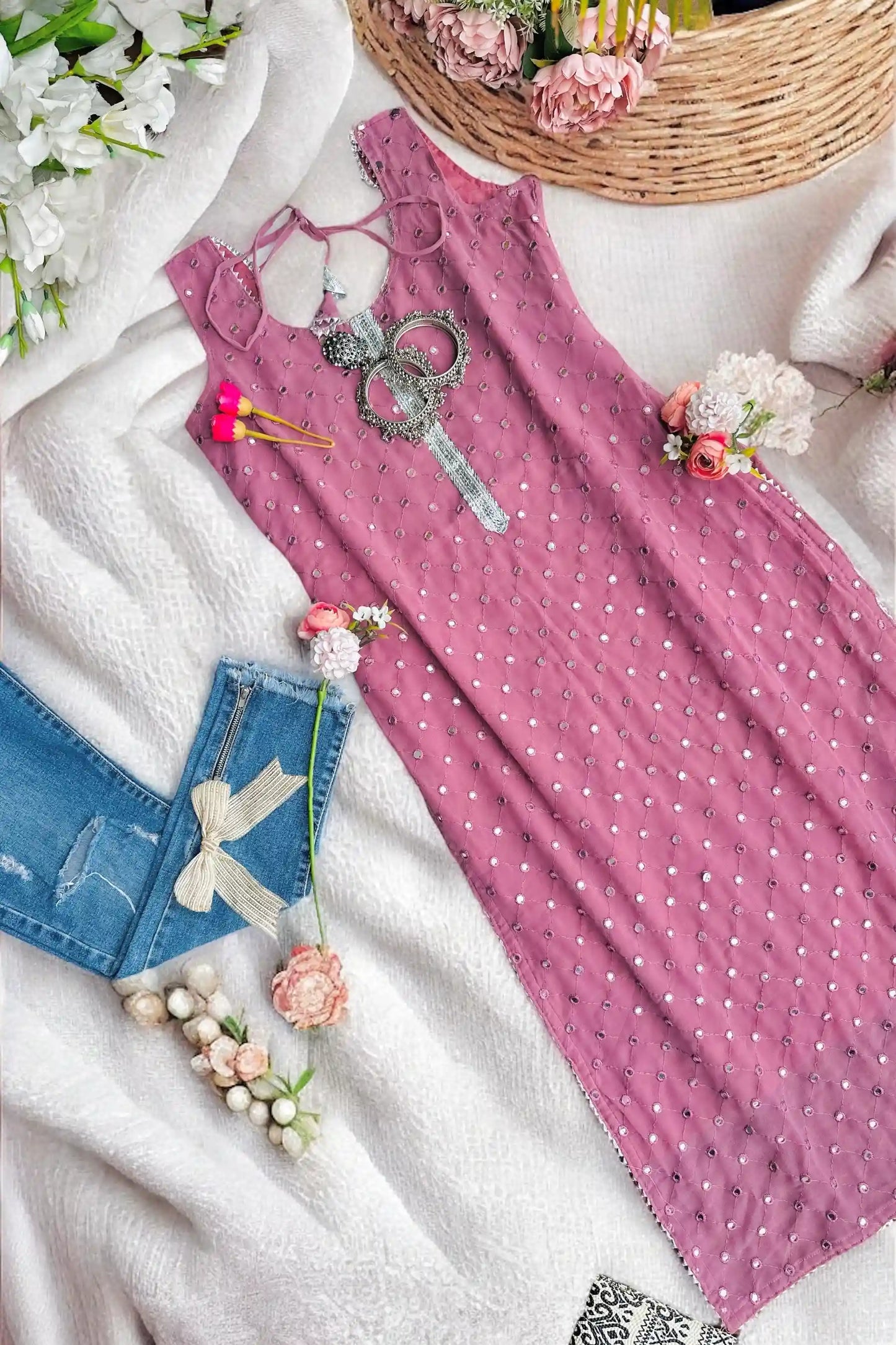 Blossom Peach Mirror Gulnaz Kurta