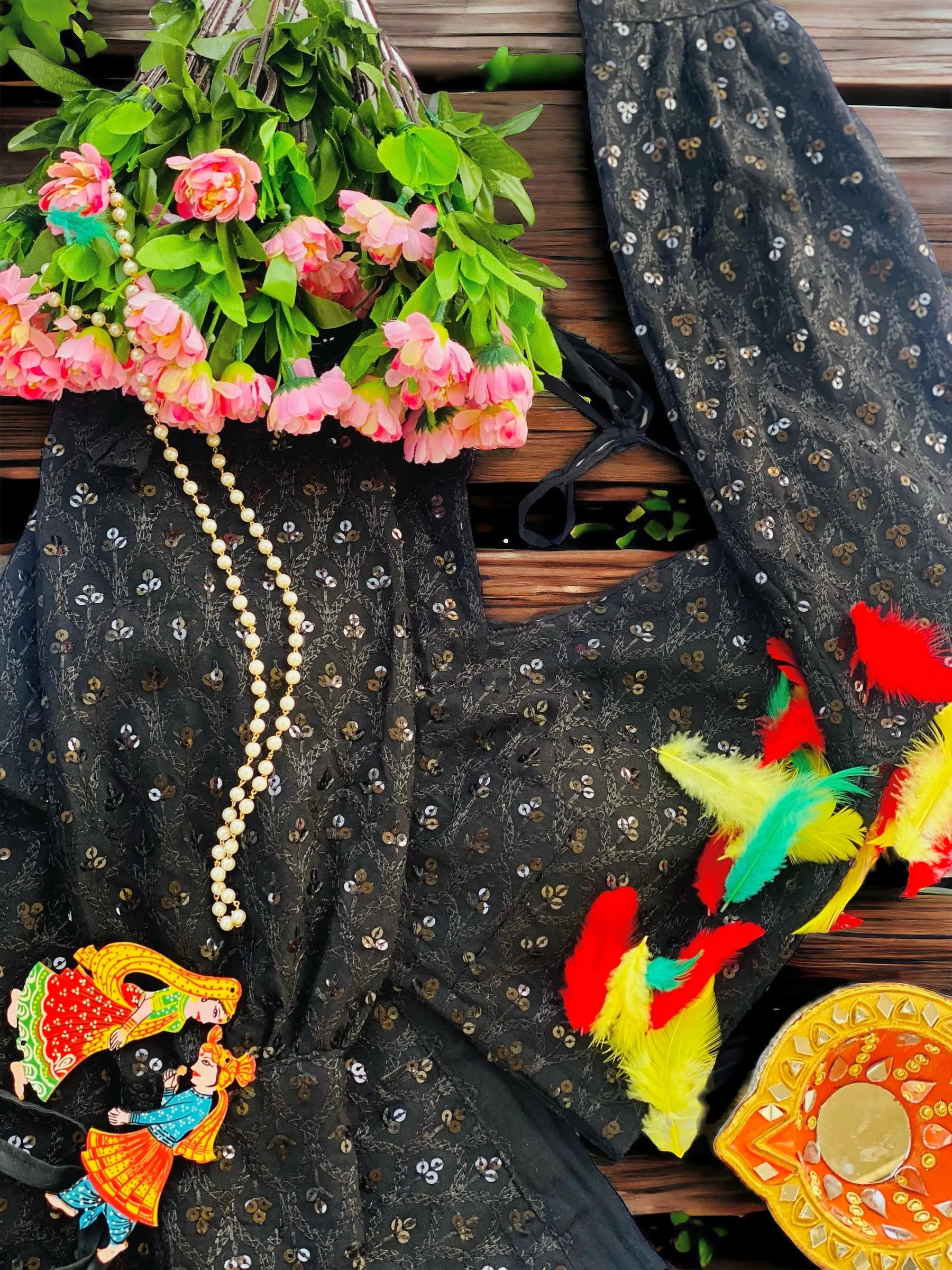 Gloomy Black Gulnaz Skirt Ensemble - Passion for Fashion by Shivani