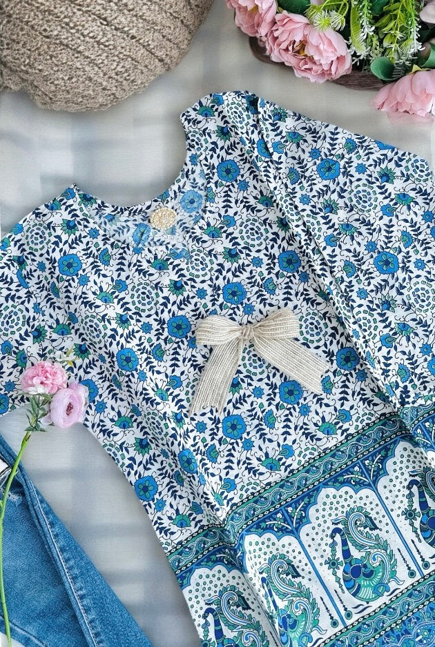 Blue Peacock Budget Short Kurta