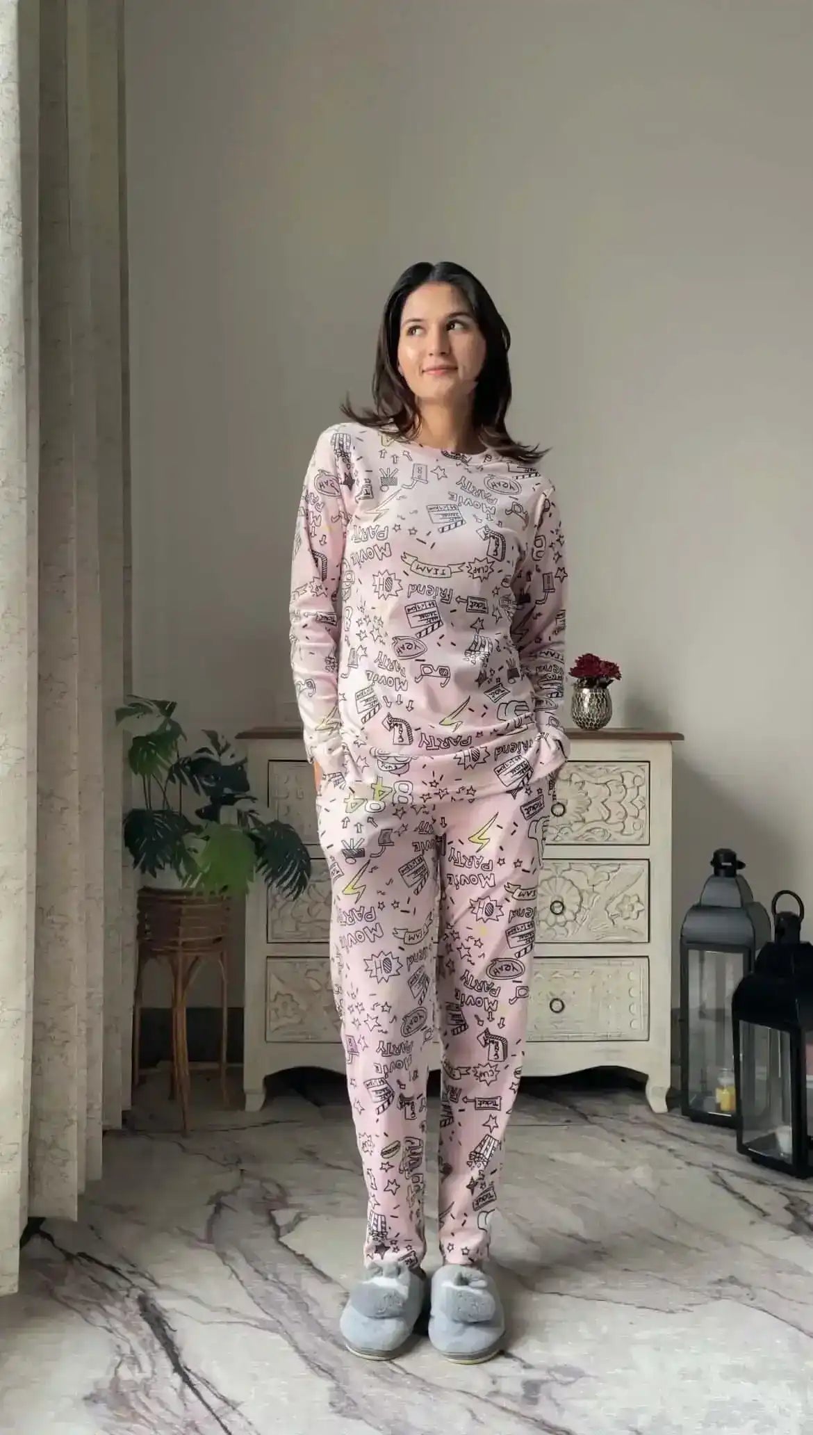 Snoopy Cute Pink Velvet Nightsuit - Passion for Fashion by Shivani