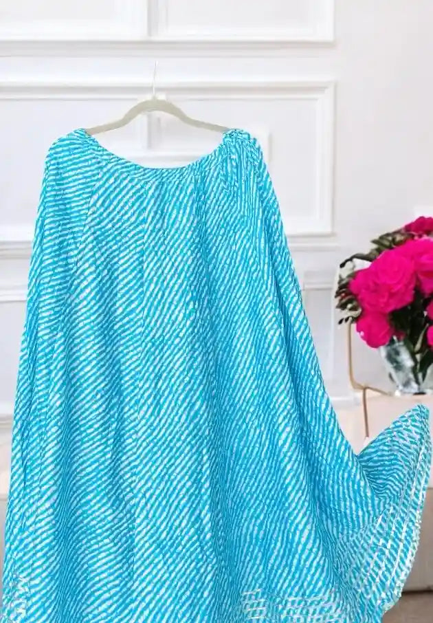 Blue Lehriya Jaipuri Skirt
