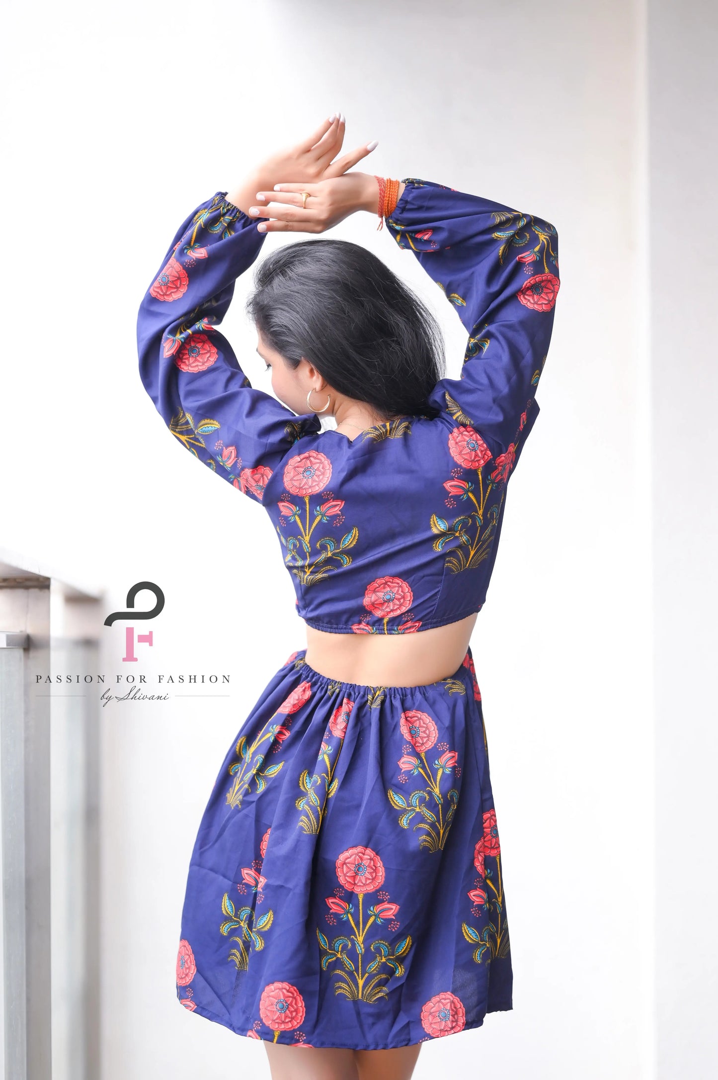 Asure Blue Blockprint Twirl Dress