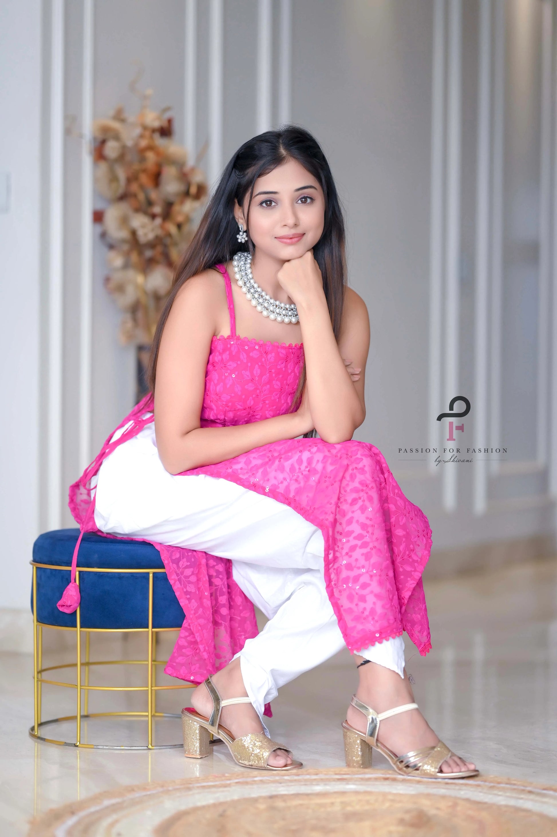 Hot Pink Gulnaz Embroidered Kurta - Passion for Fashion by Shivani