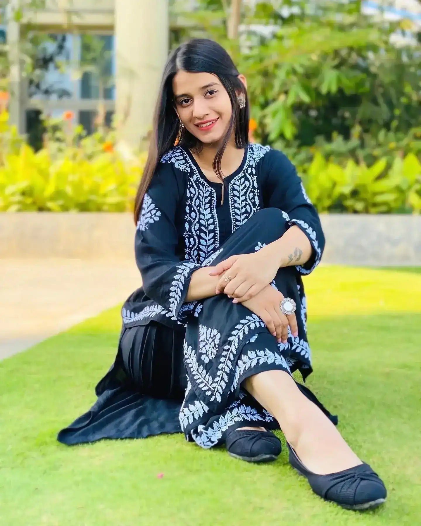 Twilight Black Meher Noor Chikankari Set - Passion for Fashion by Shivani