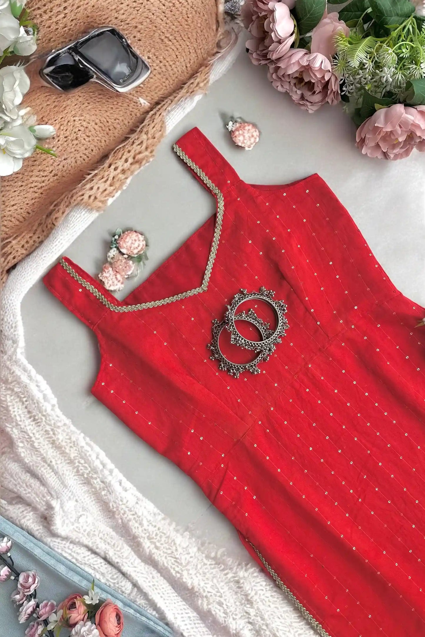 Scarlet Red Shine Kurti