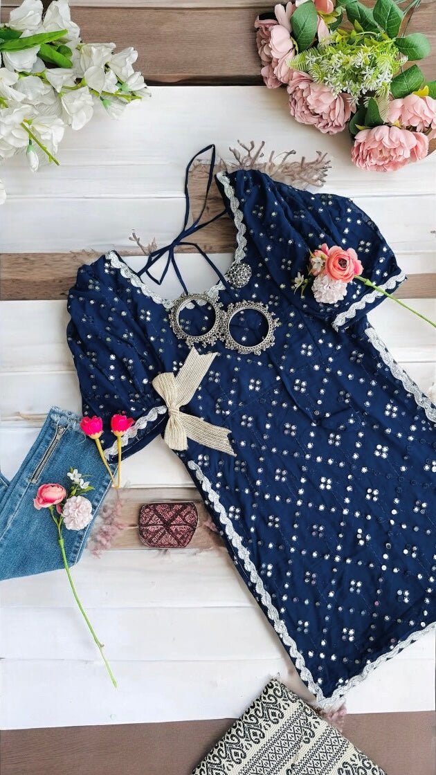 Dazzle Blue Mirror Gulnaz Kurta - Passion for Fashion by Shivani