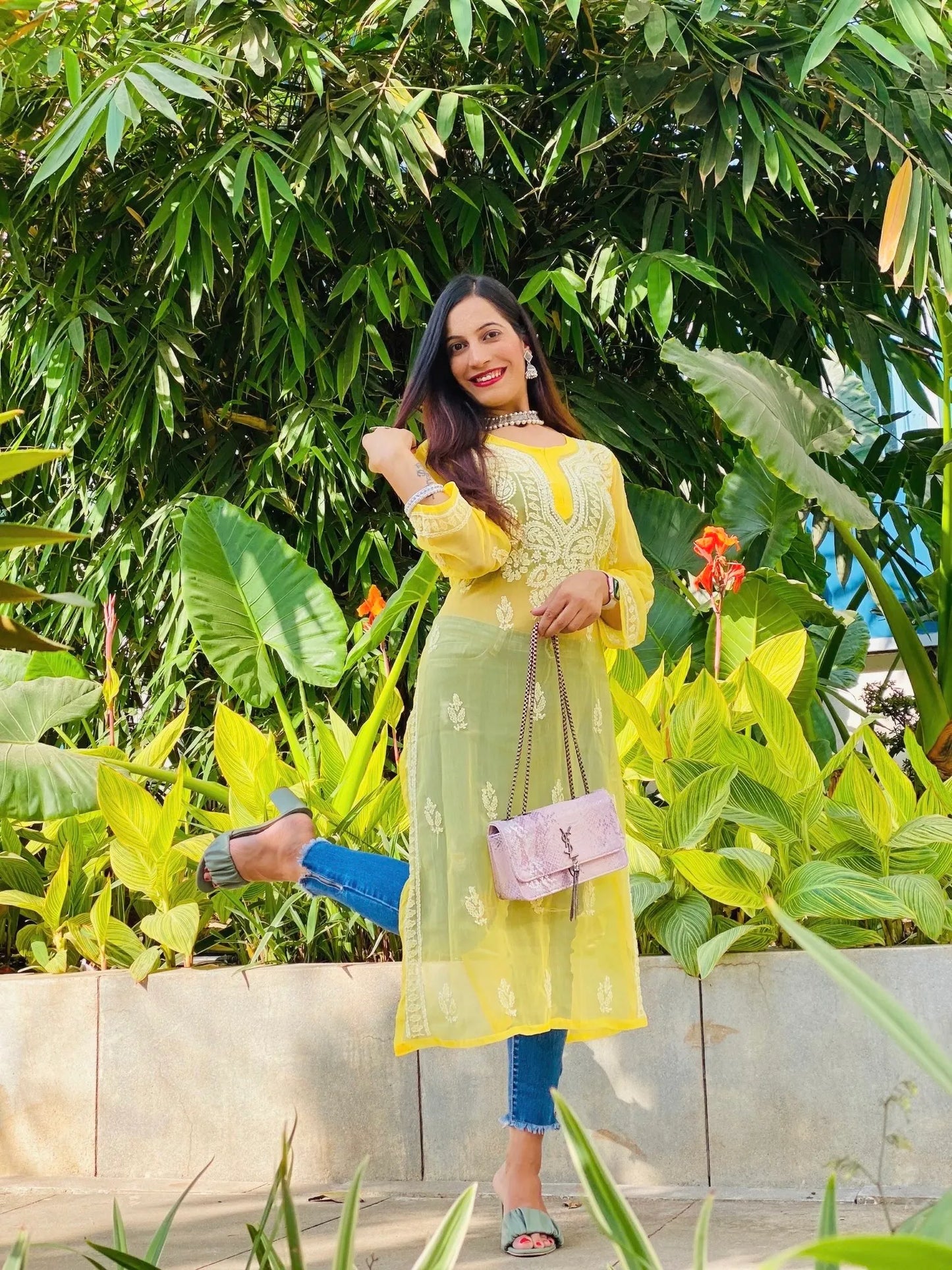 Sunflower Yellow Noor Chikan Kurta