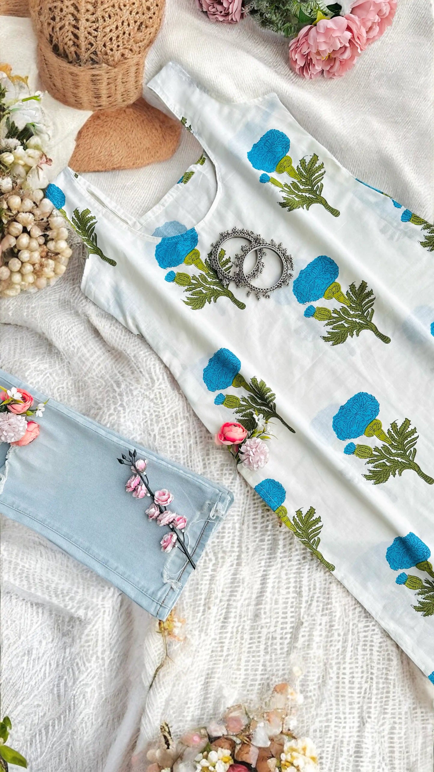 Blue Bloom Elegance Kurta