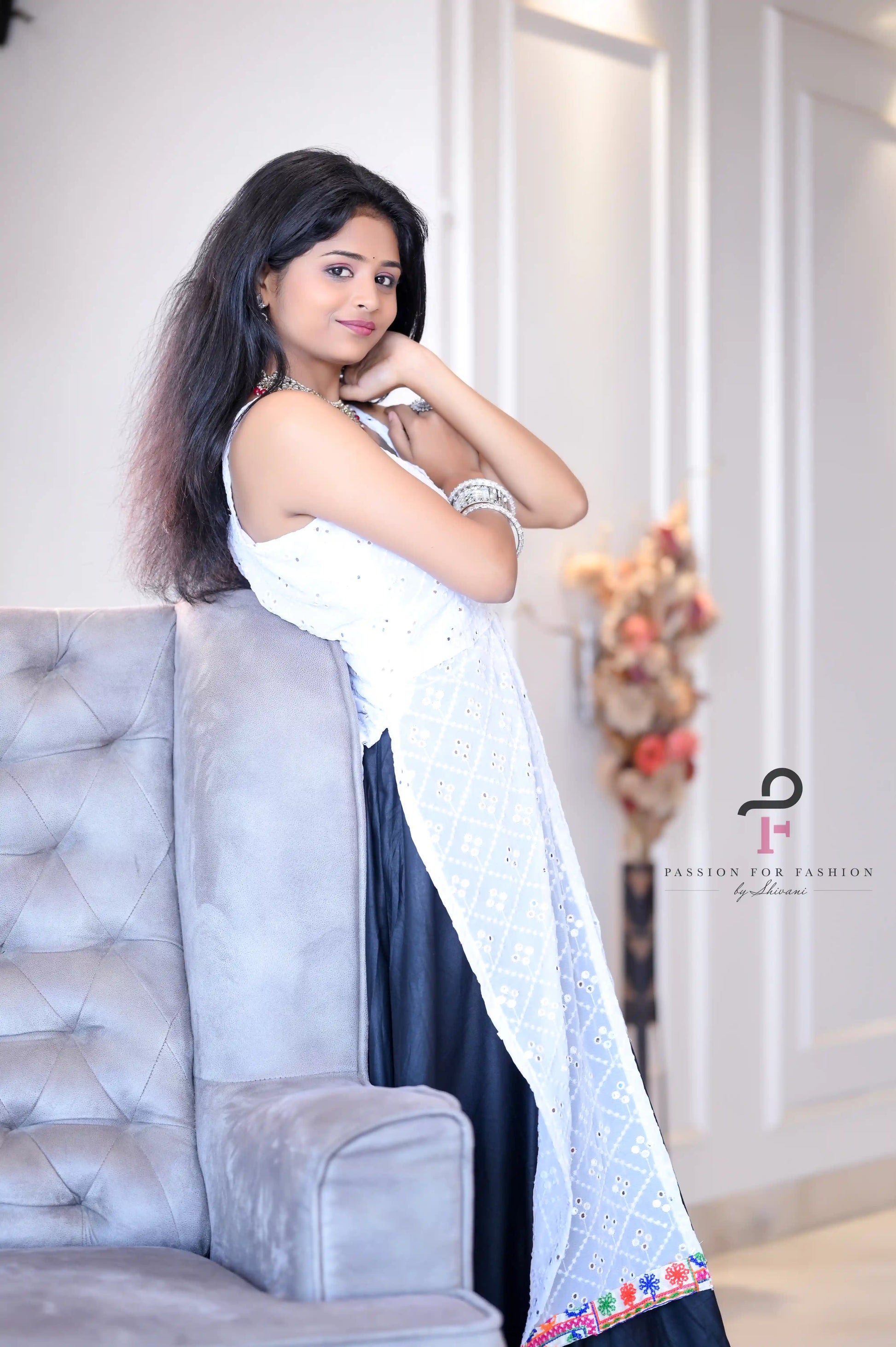 Dreamy White Embroidered Gulnaz Kurta - Passion for Fashion by Shivani