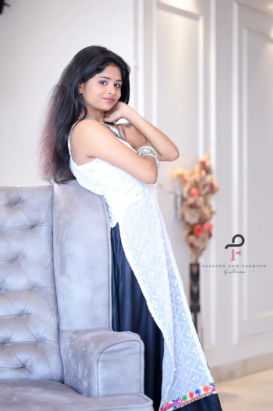 Dreamy White Embroidered Gulnaz Kurta - Passion for Fashion by Shivani
