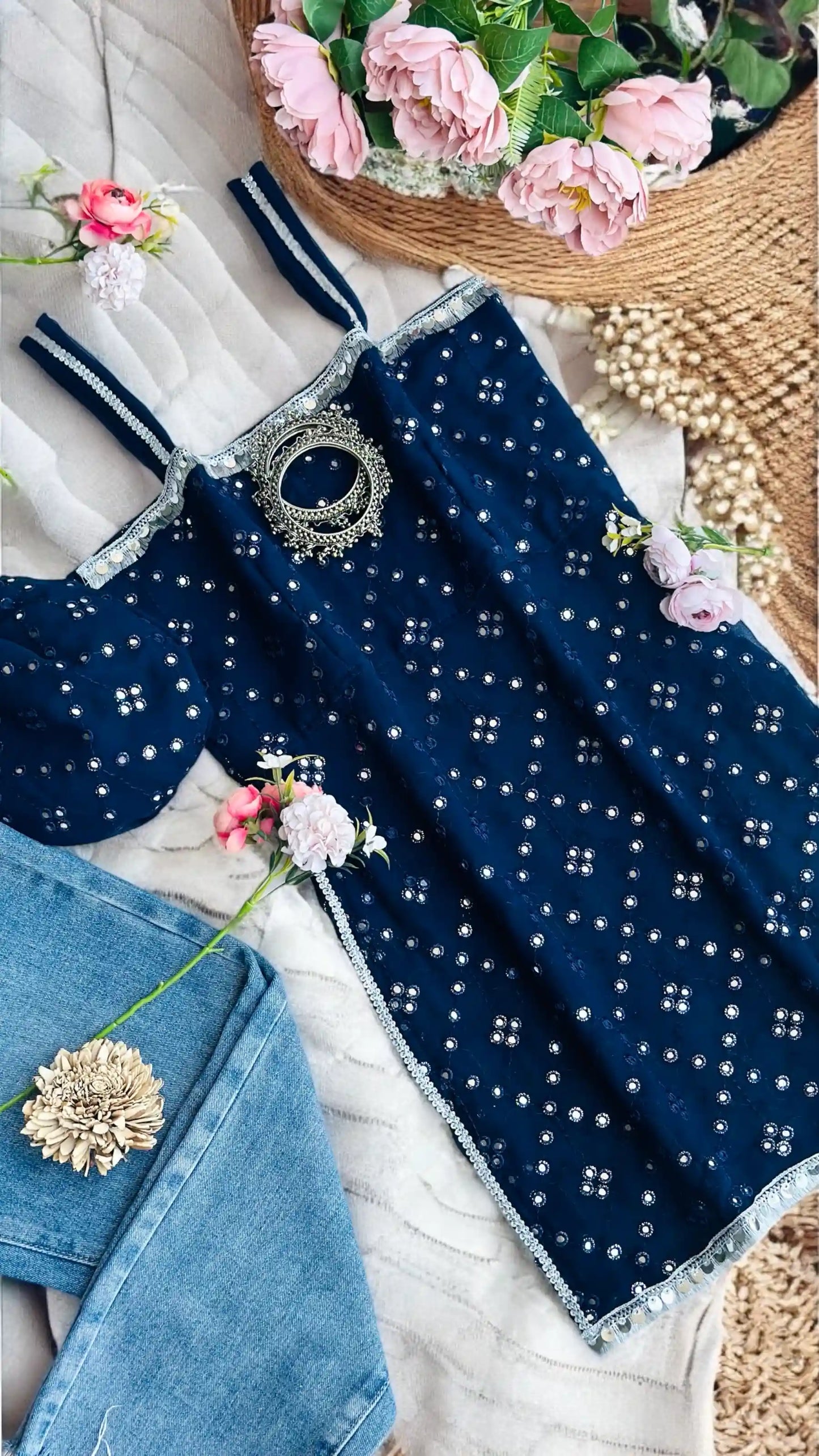 Blink Blue Embroidered Gulnaz Kurta