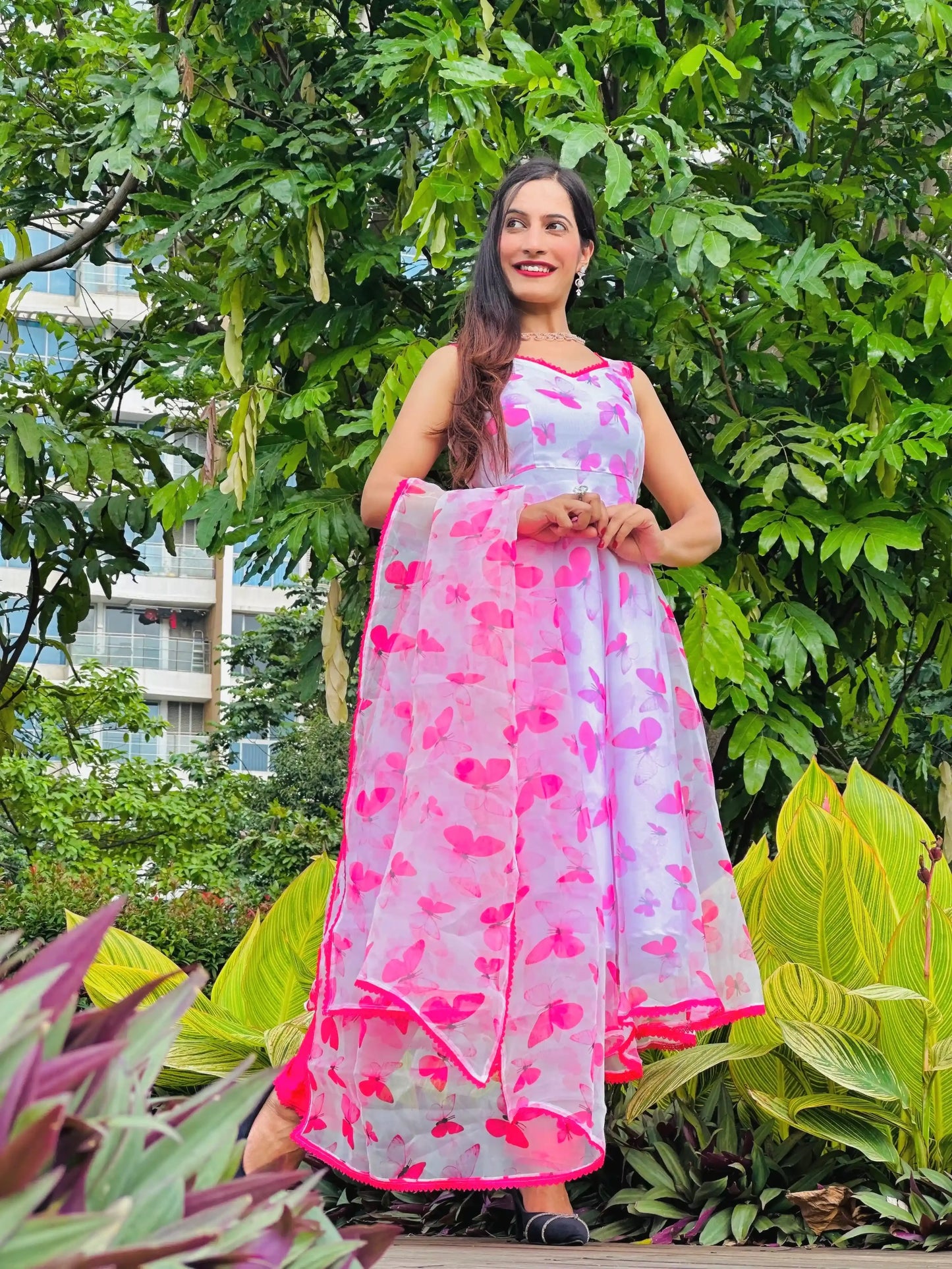 Blush Pink Organza Gulnaz Ensemble - Passion for Fashion by Shivani