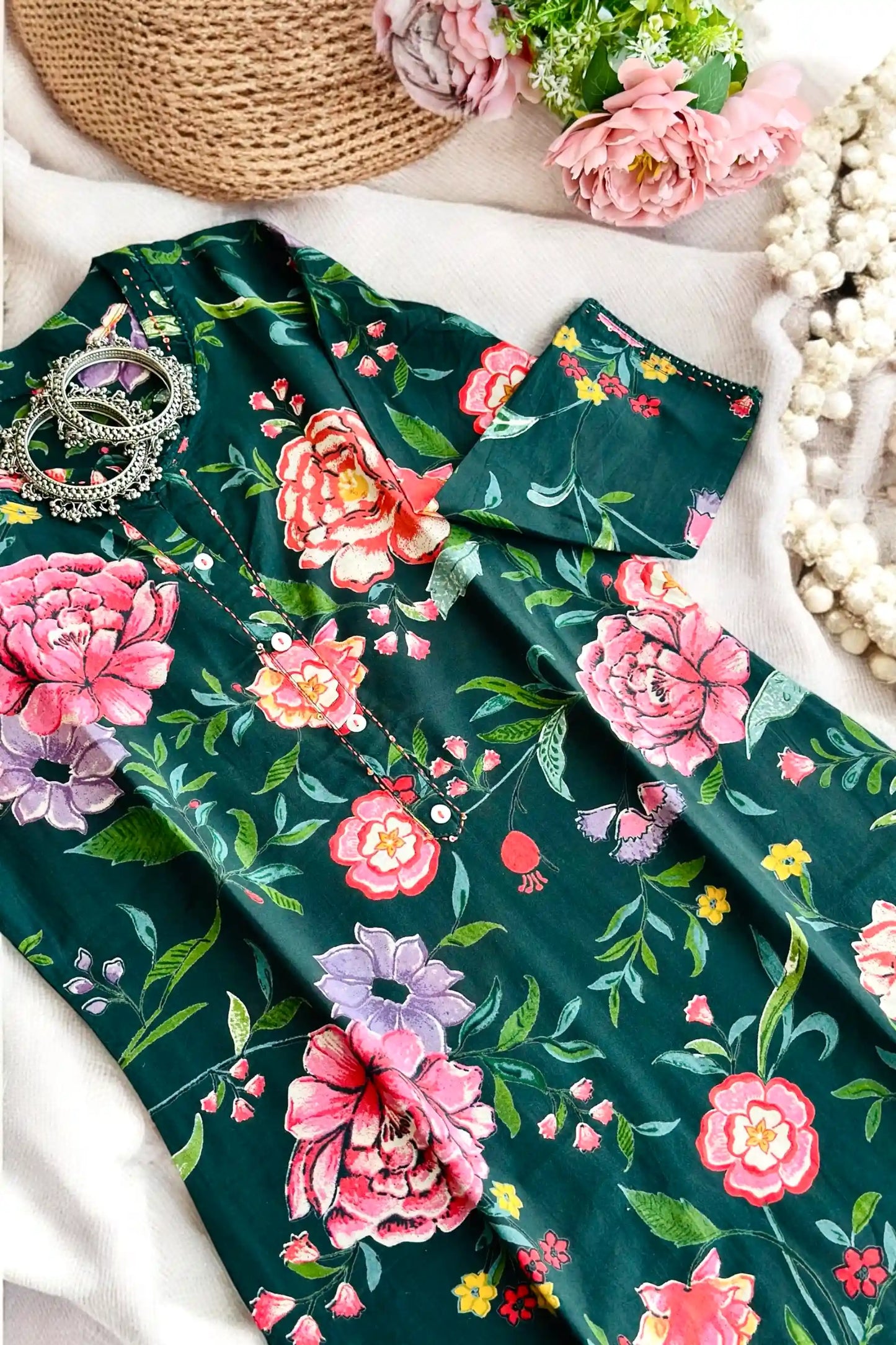 Floral Bliss Mul Budget Kurta