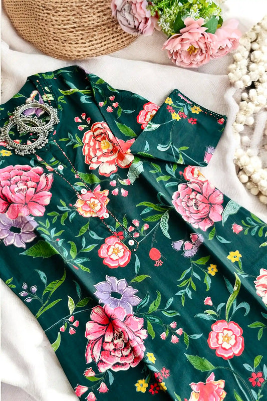 Floral Bliss Mul Budget Kurta - Passion for Fashion by Shivani