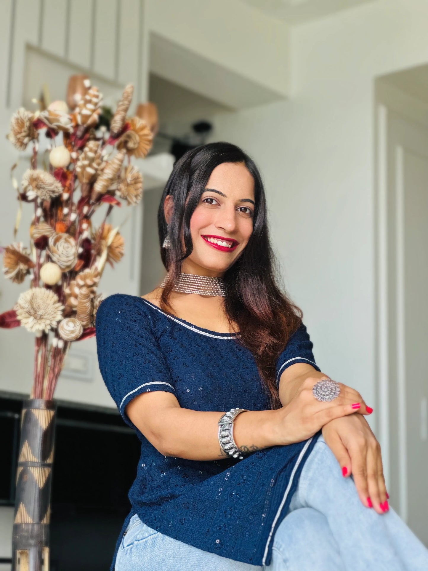 Azure Blue Sequence Gulnaz Kurta