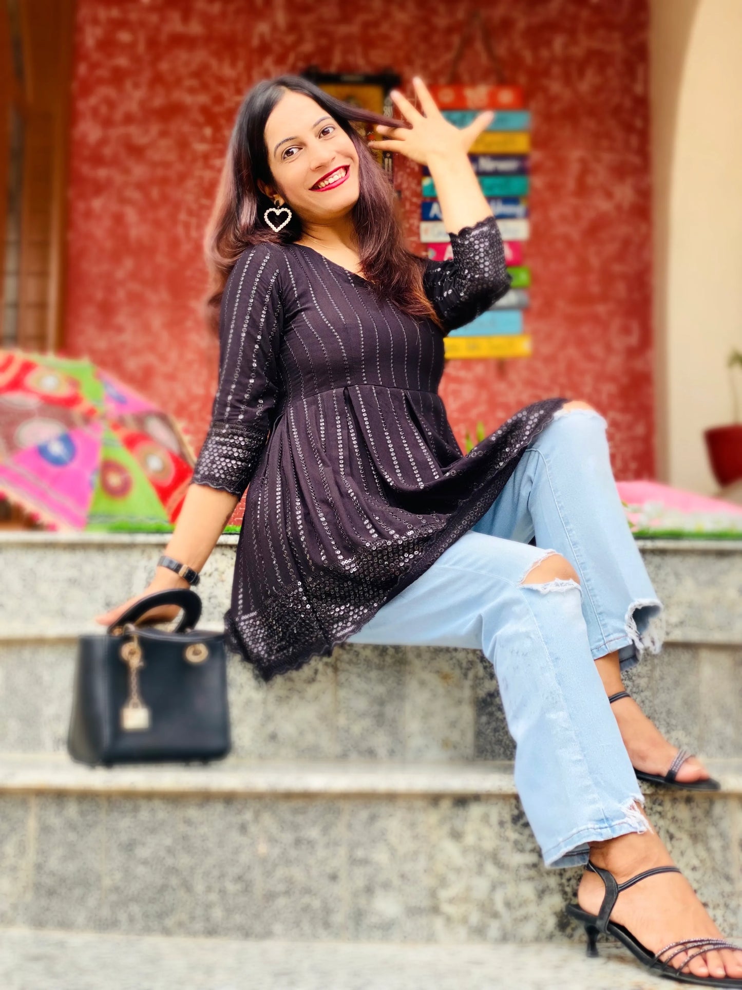 Pitch Black Gulnaz Peplum Top