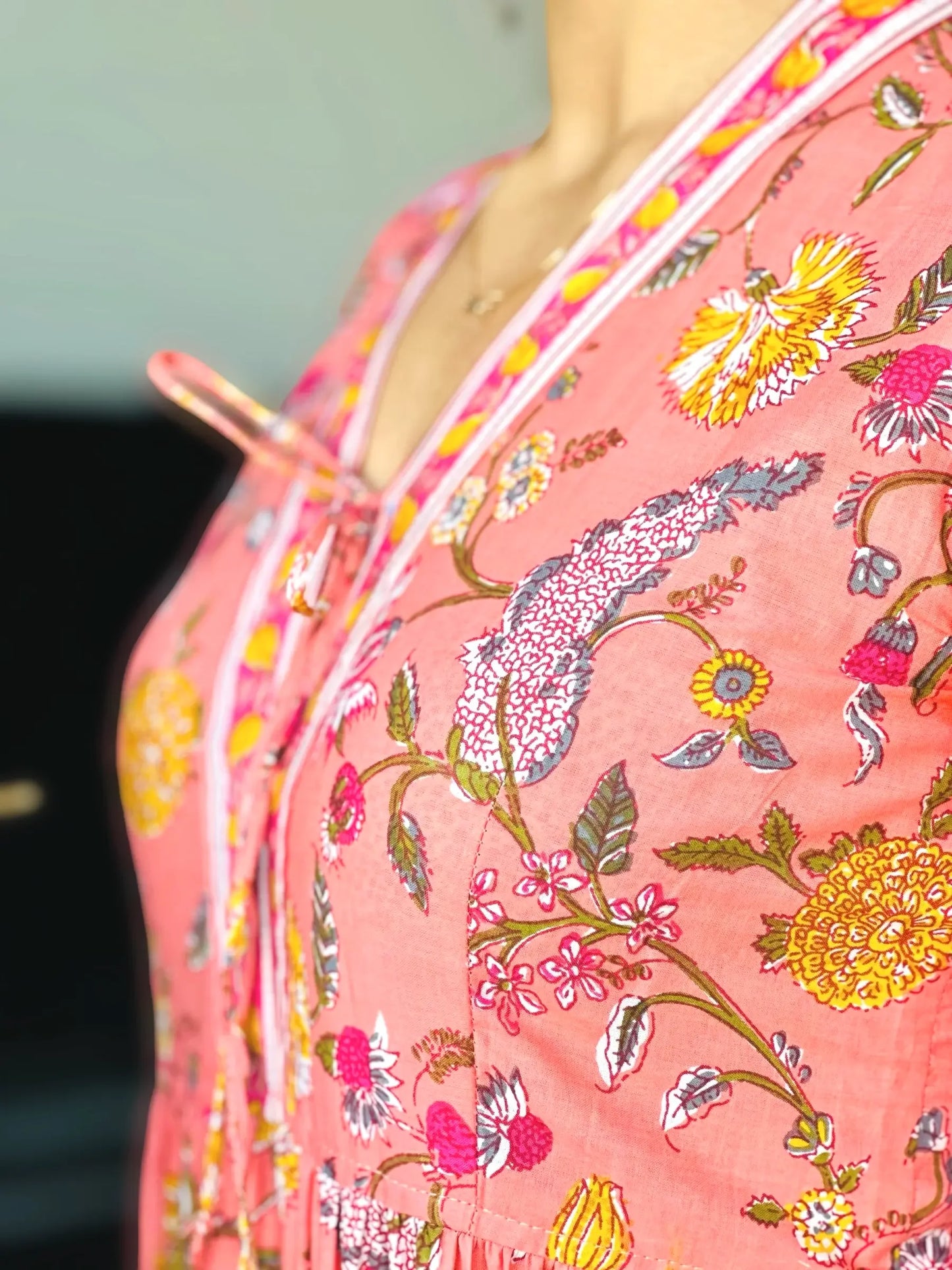 Pretty Peach Kalamkari Short Denim Kurta