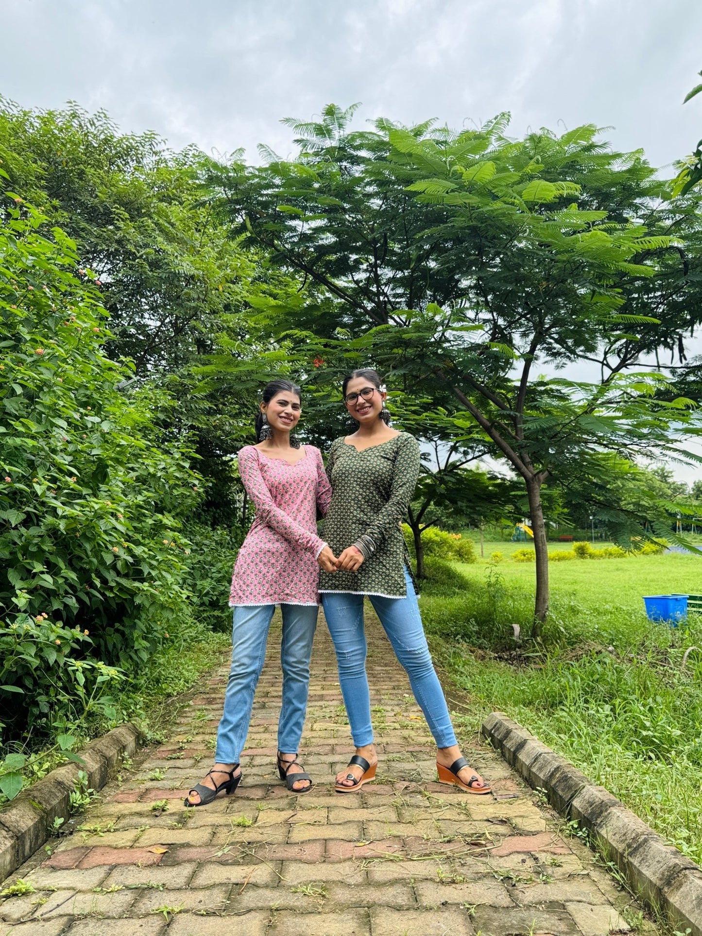 Gulmohar Green Handblock Kurti - Passion for Fashion by Shivani