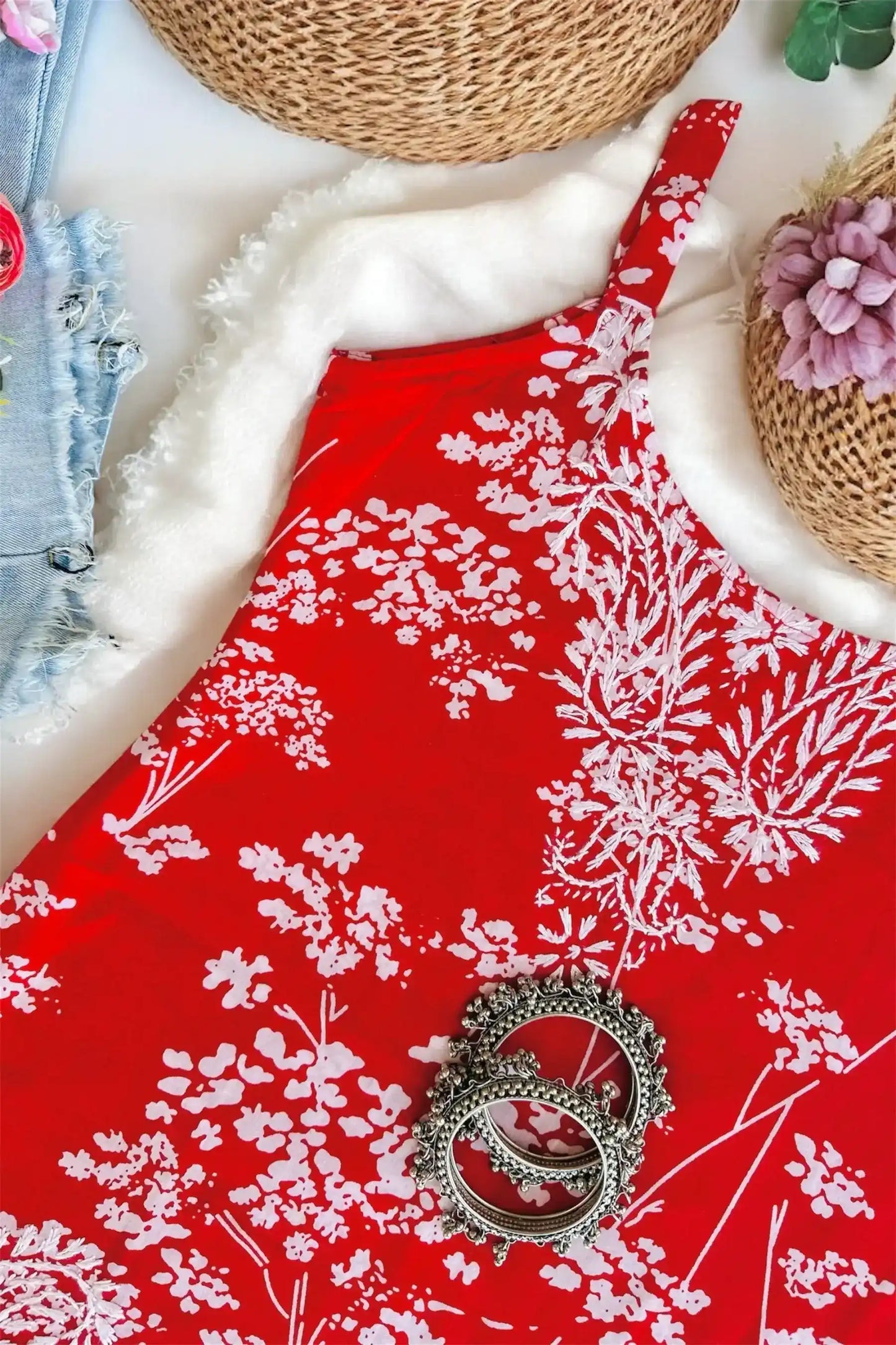 Crimson Red Naaz Chikan Short Kurta