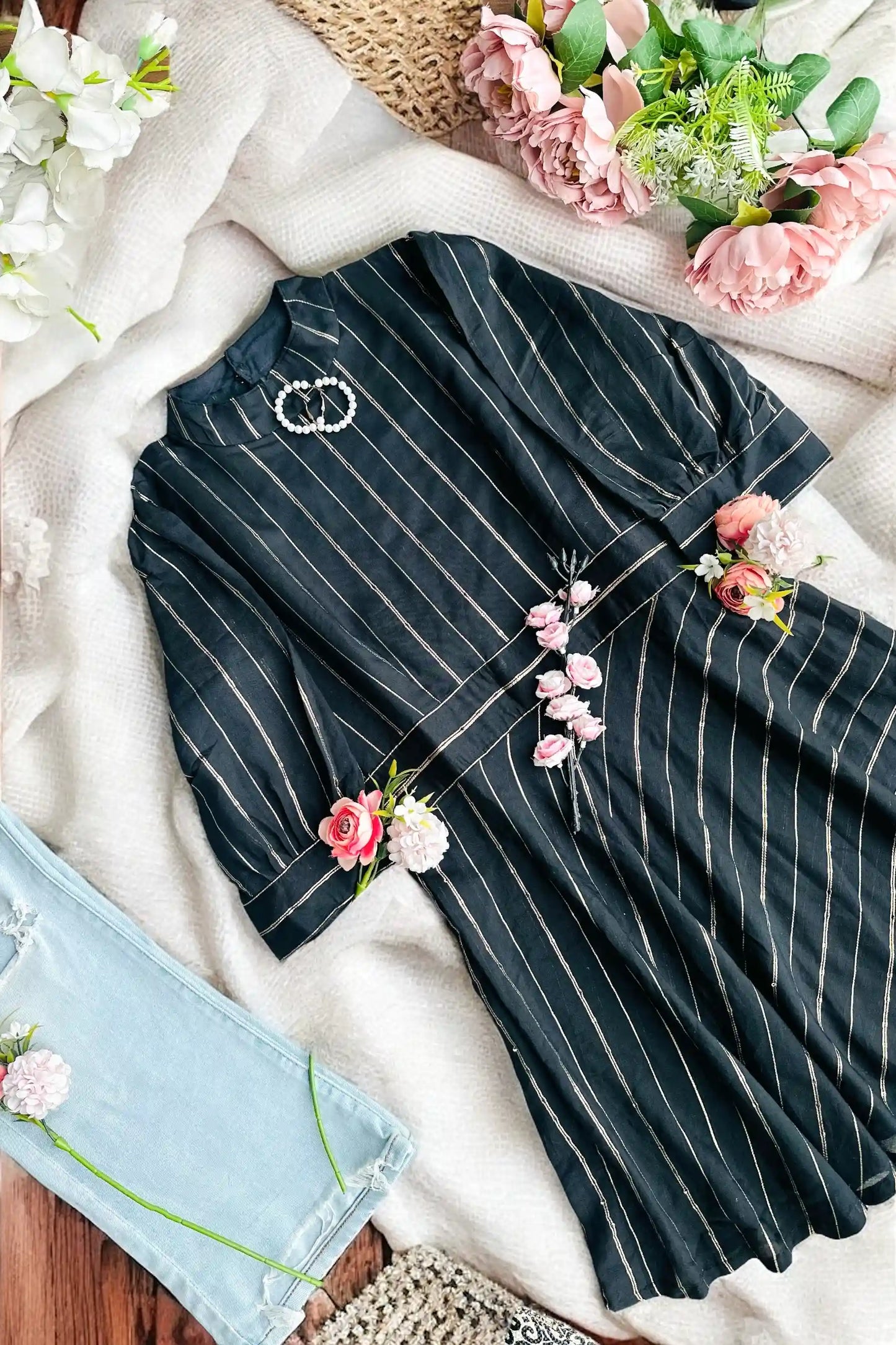 Smoky Black Gulnaz Peplum Top