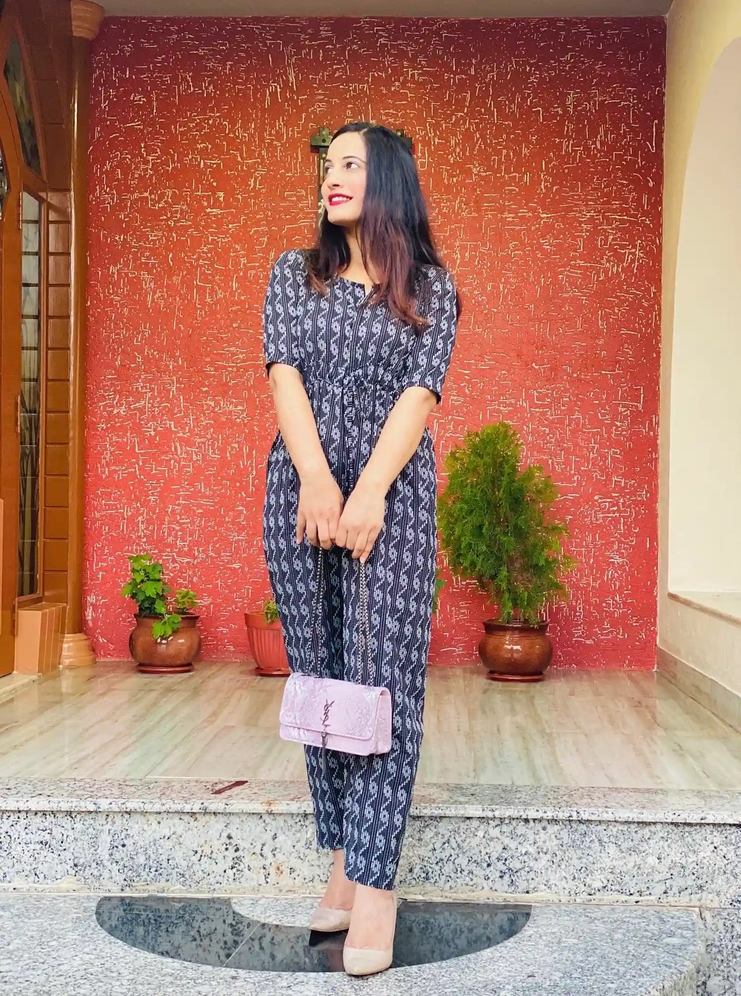 Black Ikkat Mulmul Jumpsuit - Passion for Fashion by Shivani