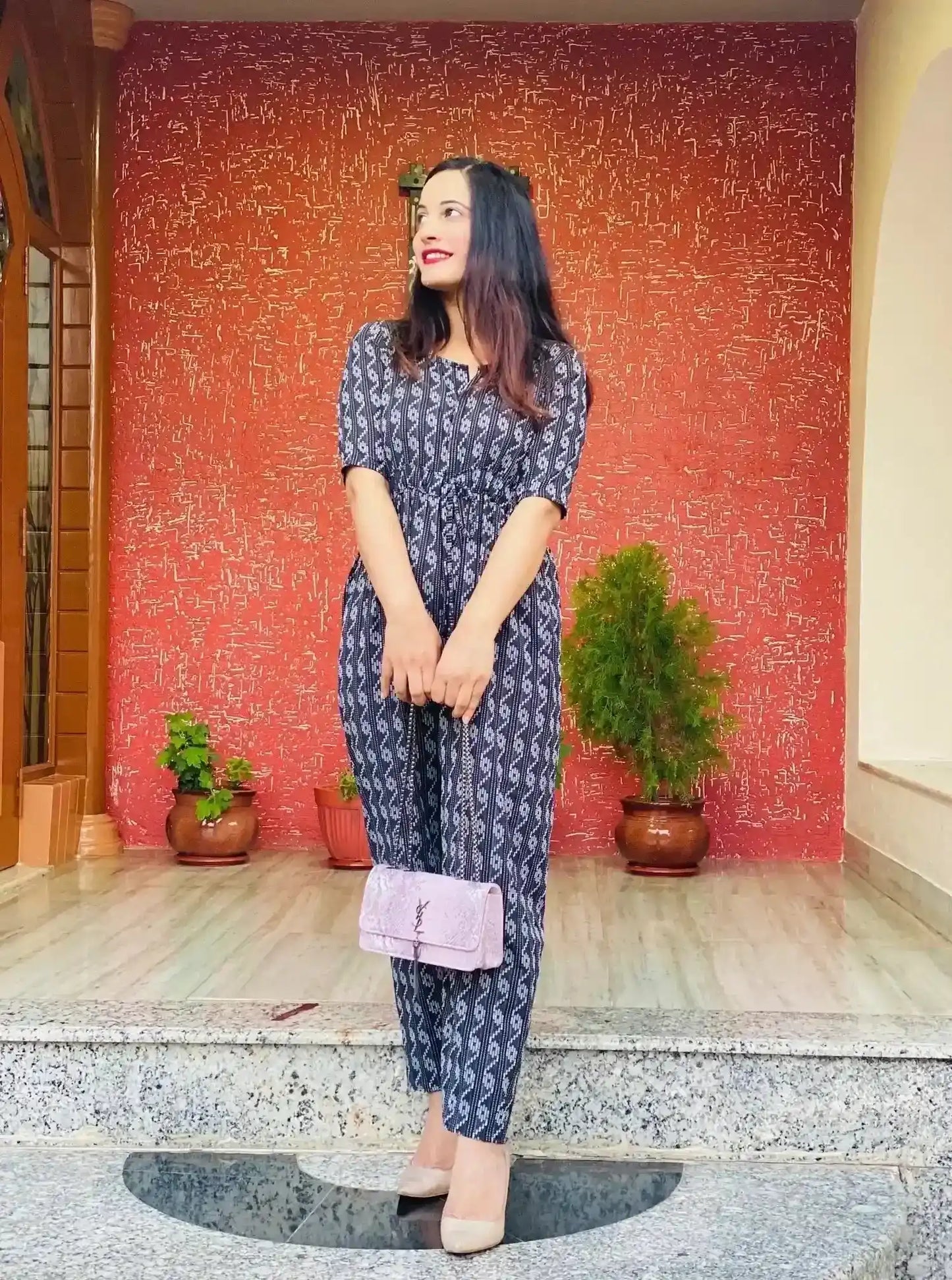 Black Ikkat Mulmul Jumpsuit - Passion for Fashion by Shivani
