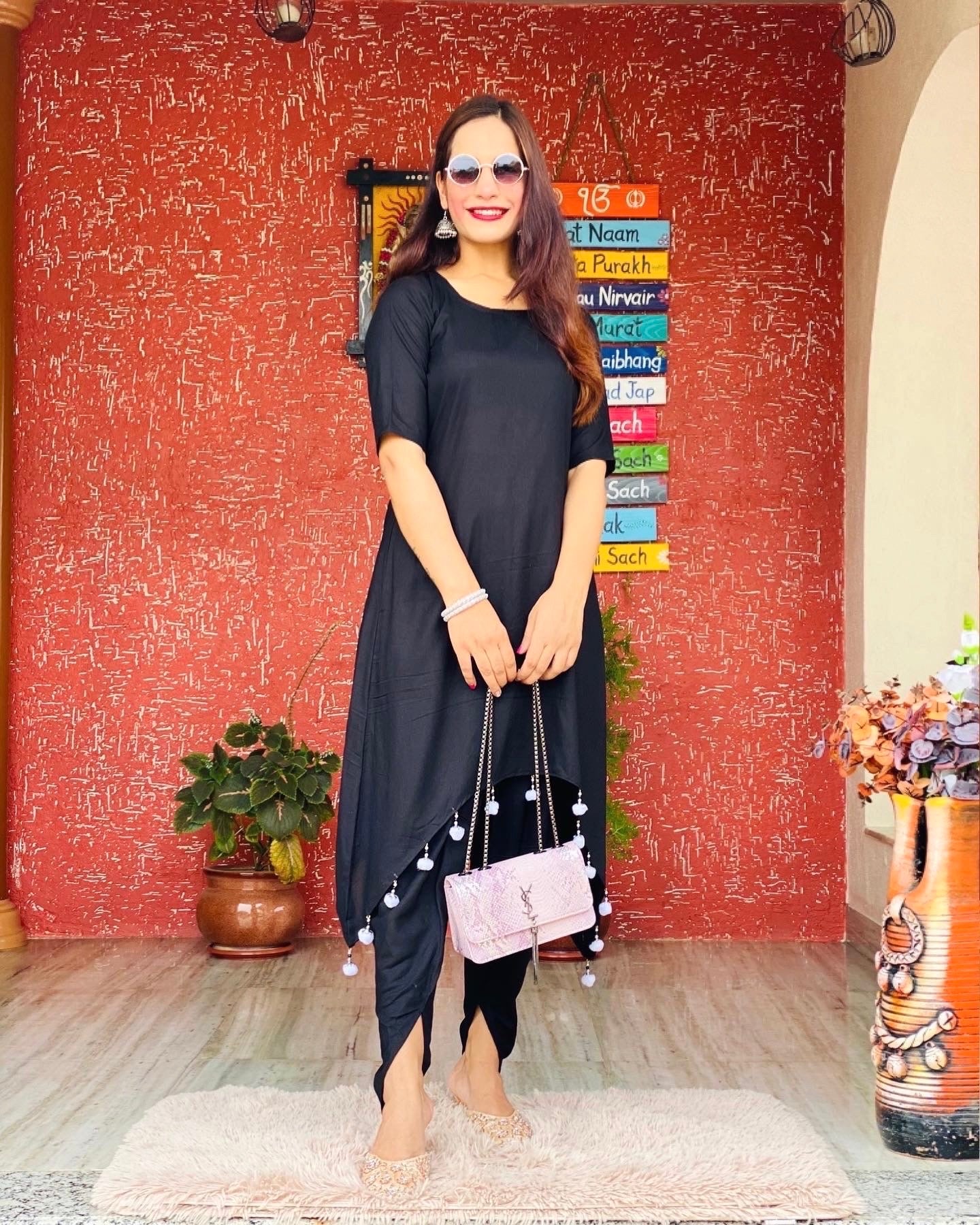 Moon Black Dhoti Coord Set