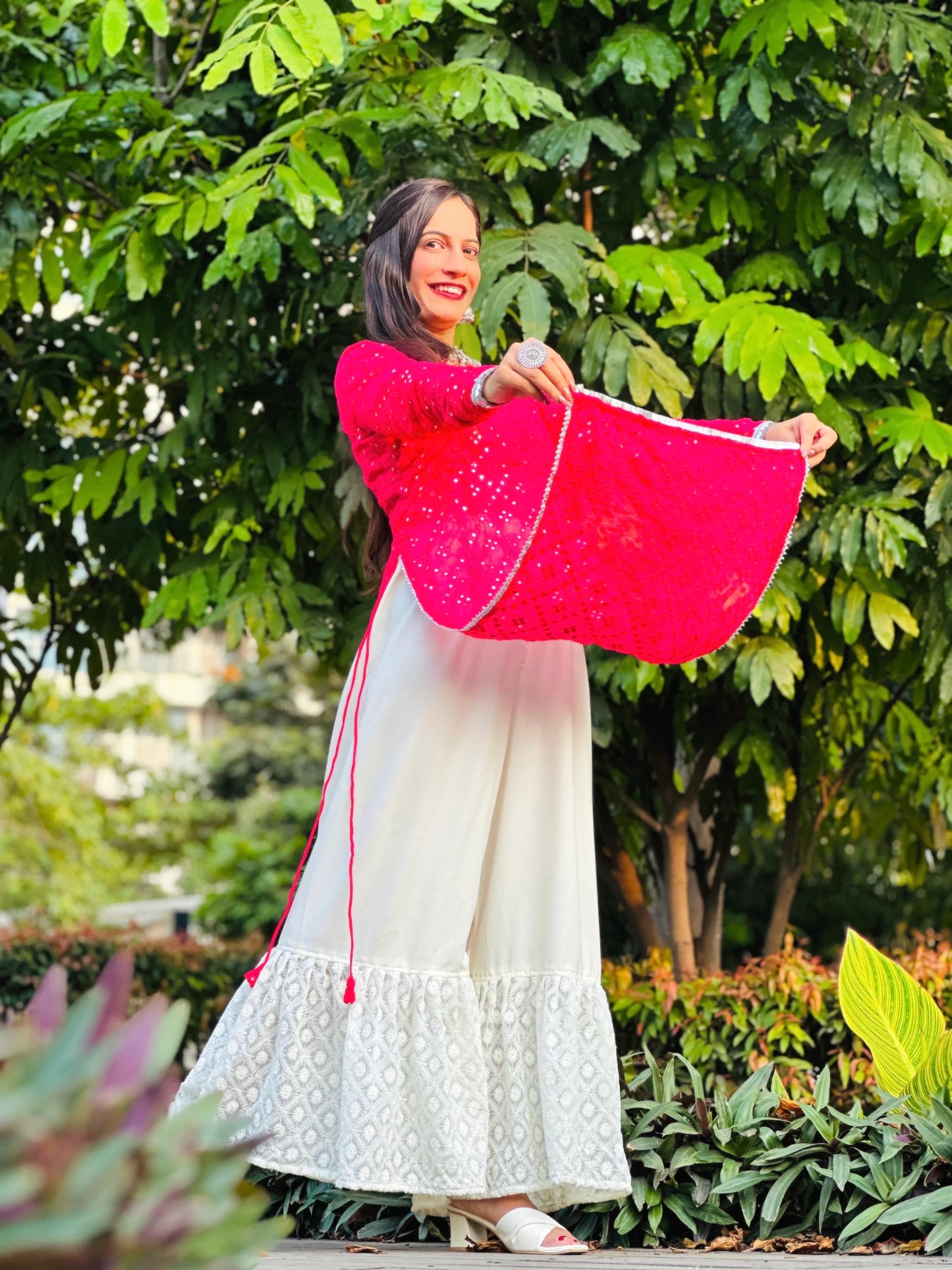 Fuchsia Pink Mirror Gulnaz Kurta