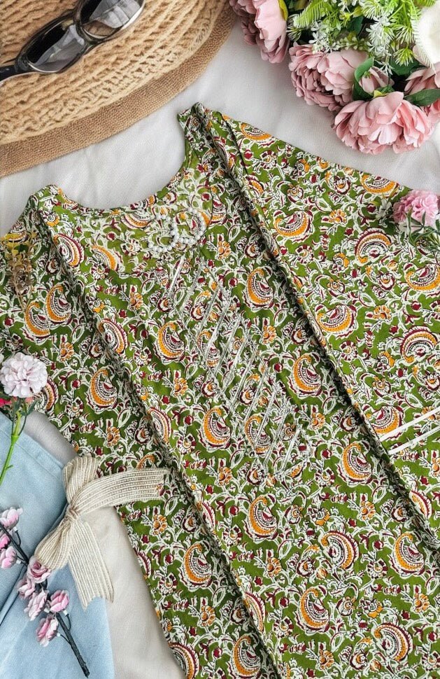 Jaipuri Green Kalamkari Short Kurta - Passion for Fashion by Shivani