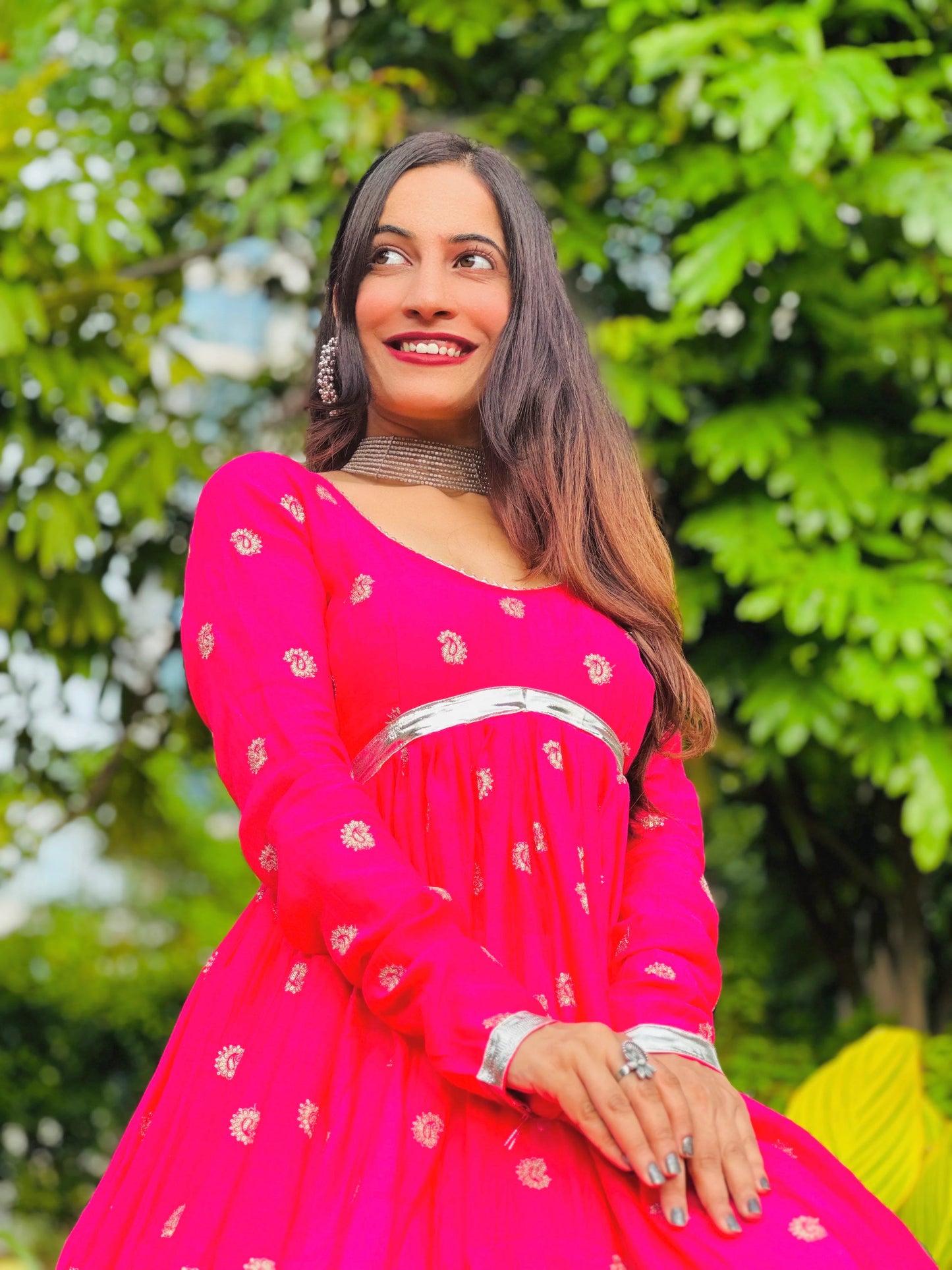 Royal Pink Gulnaz Embroidered Anarkali