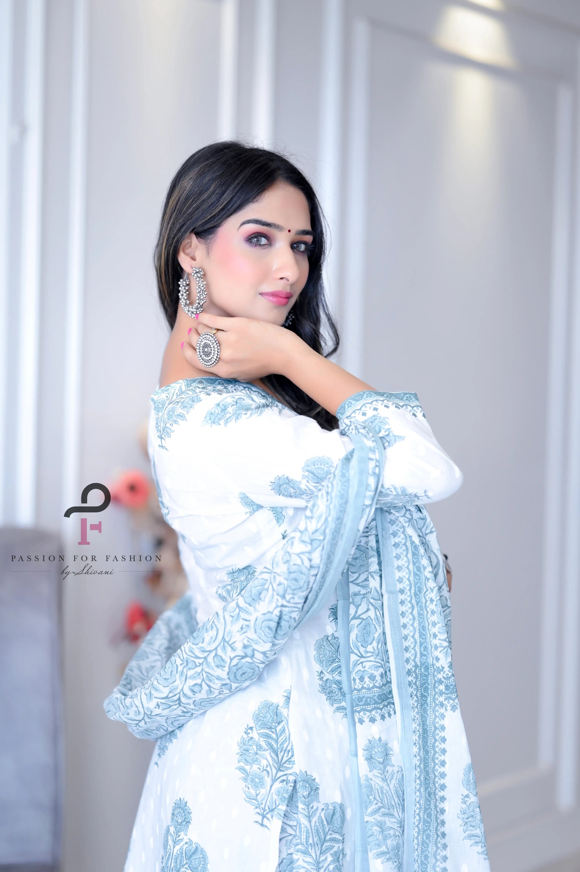 Dreamy Block Meher Embroidered Suit Set - Passion for Fashion by Shivani