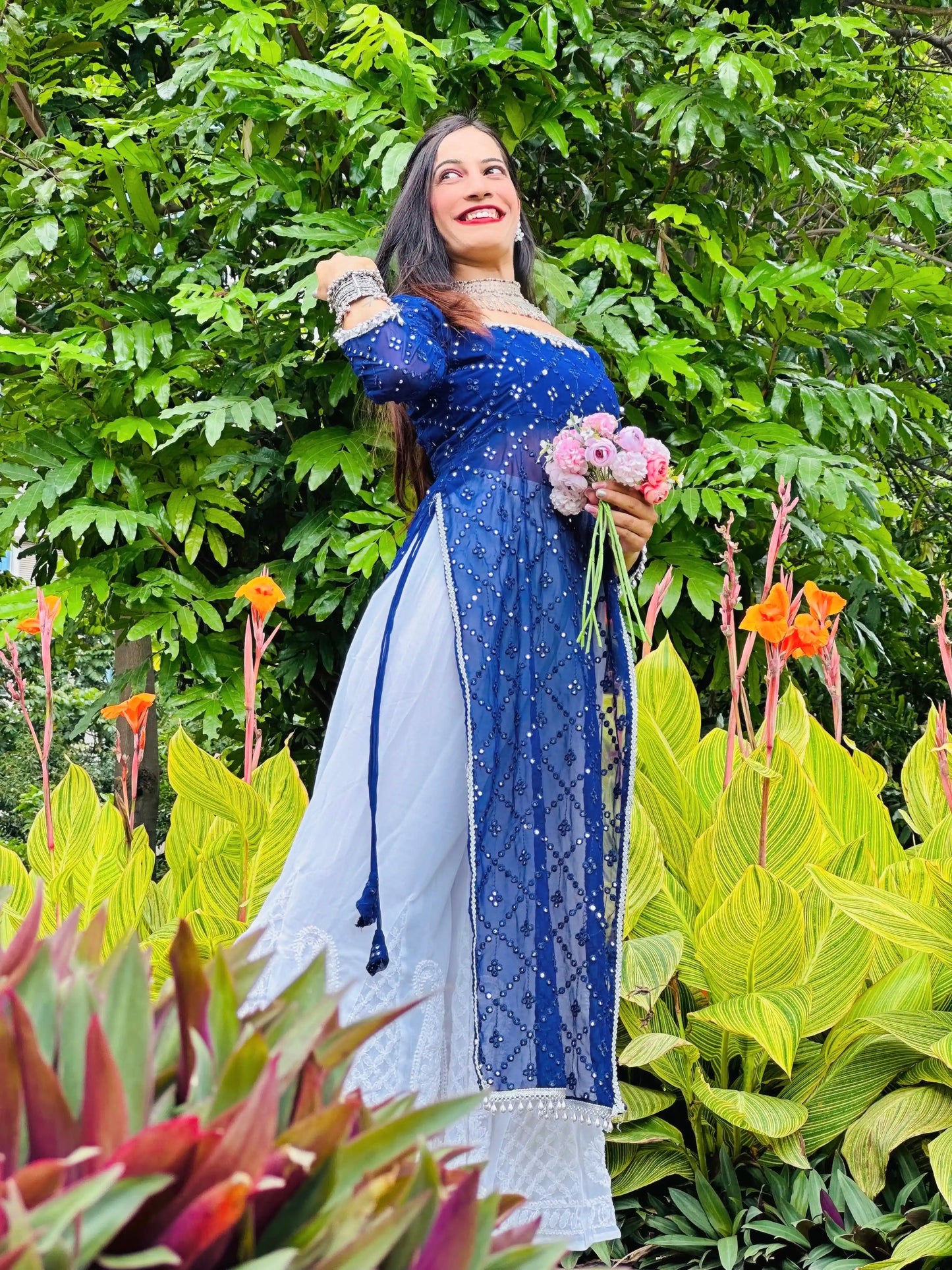Royal Blue Mirror Gulnaz Kurta