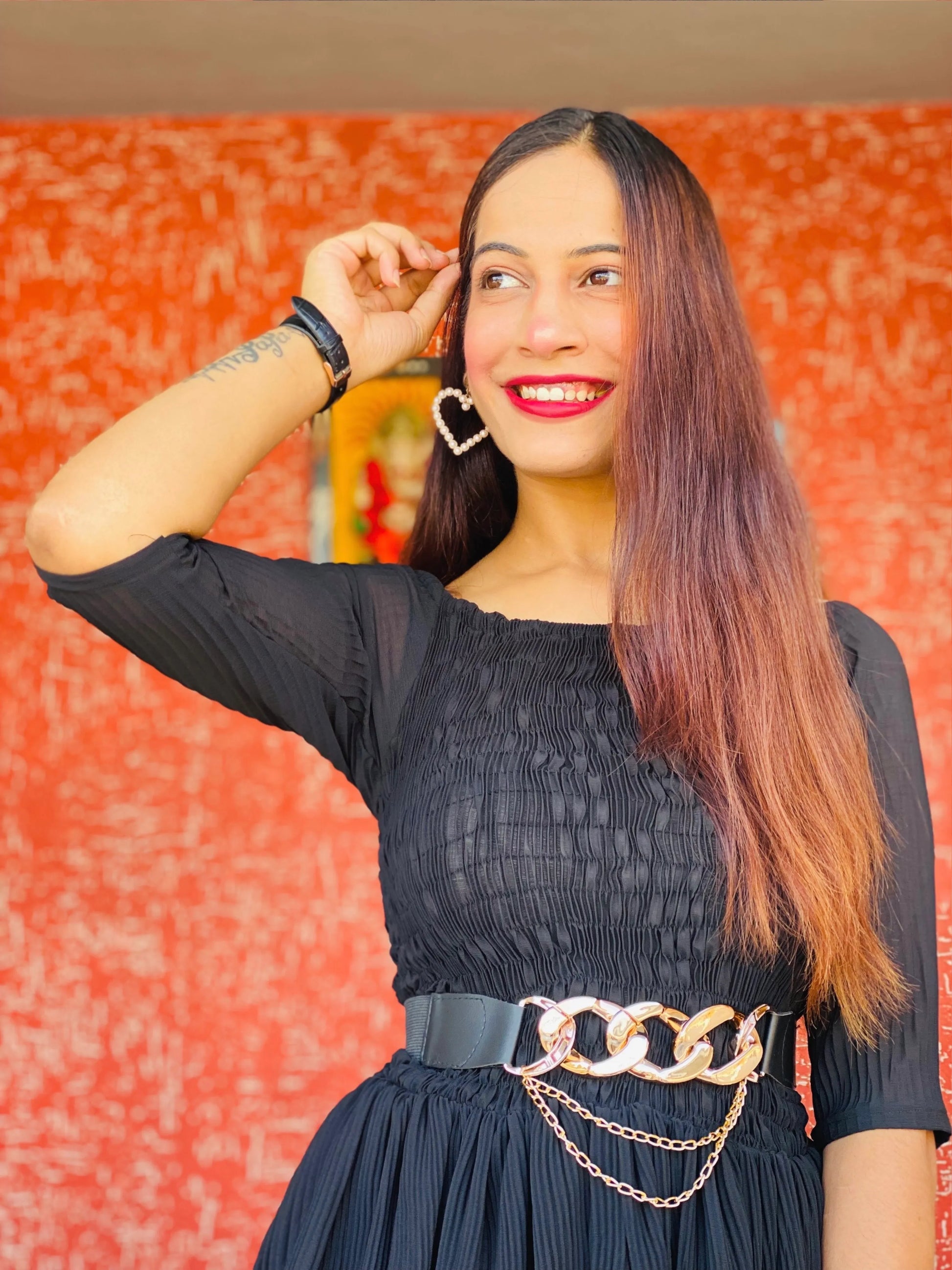 Dusky Black Smoky Crepe Twirl Dress - Passion for Fashion by Shivani
