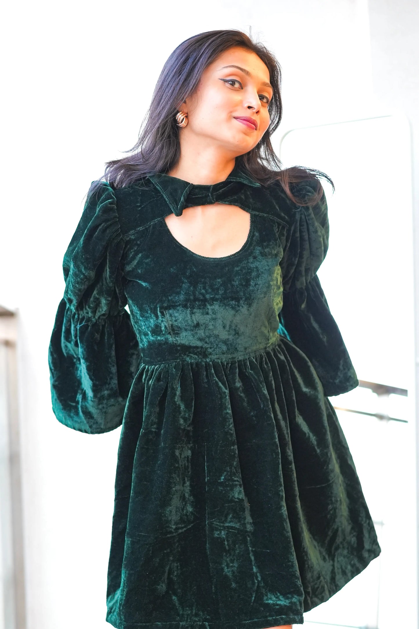 Riddhi's Spring Green Collar Mini Dress
