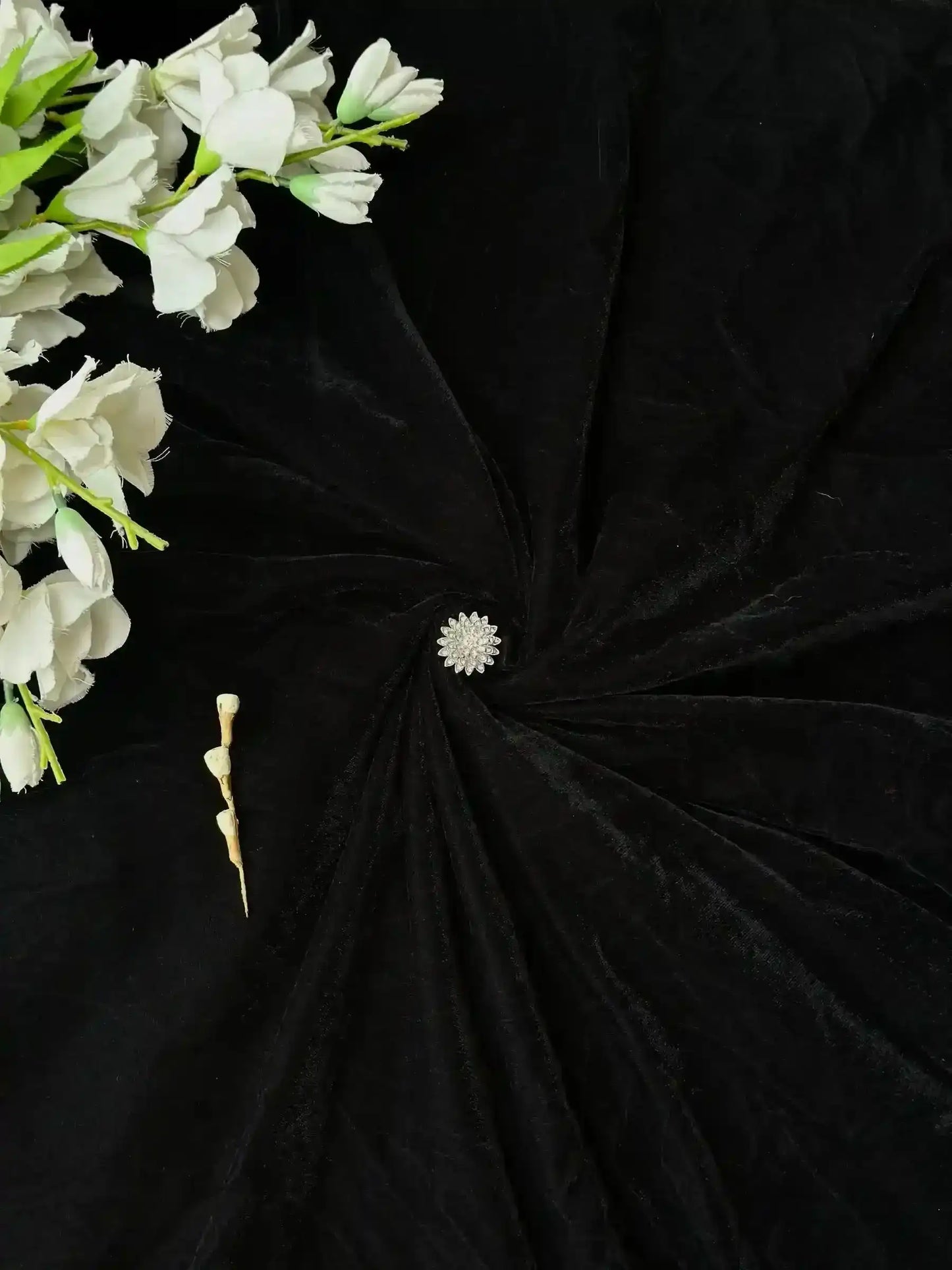 Solid Black Velvet Fabric Cut - Passion for Fashion by Shivani