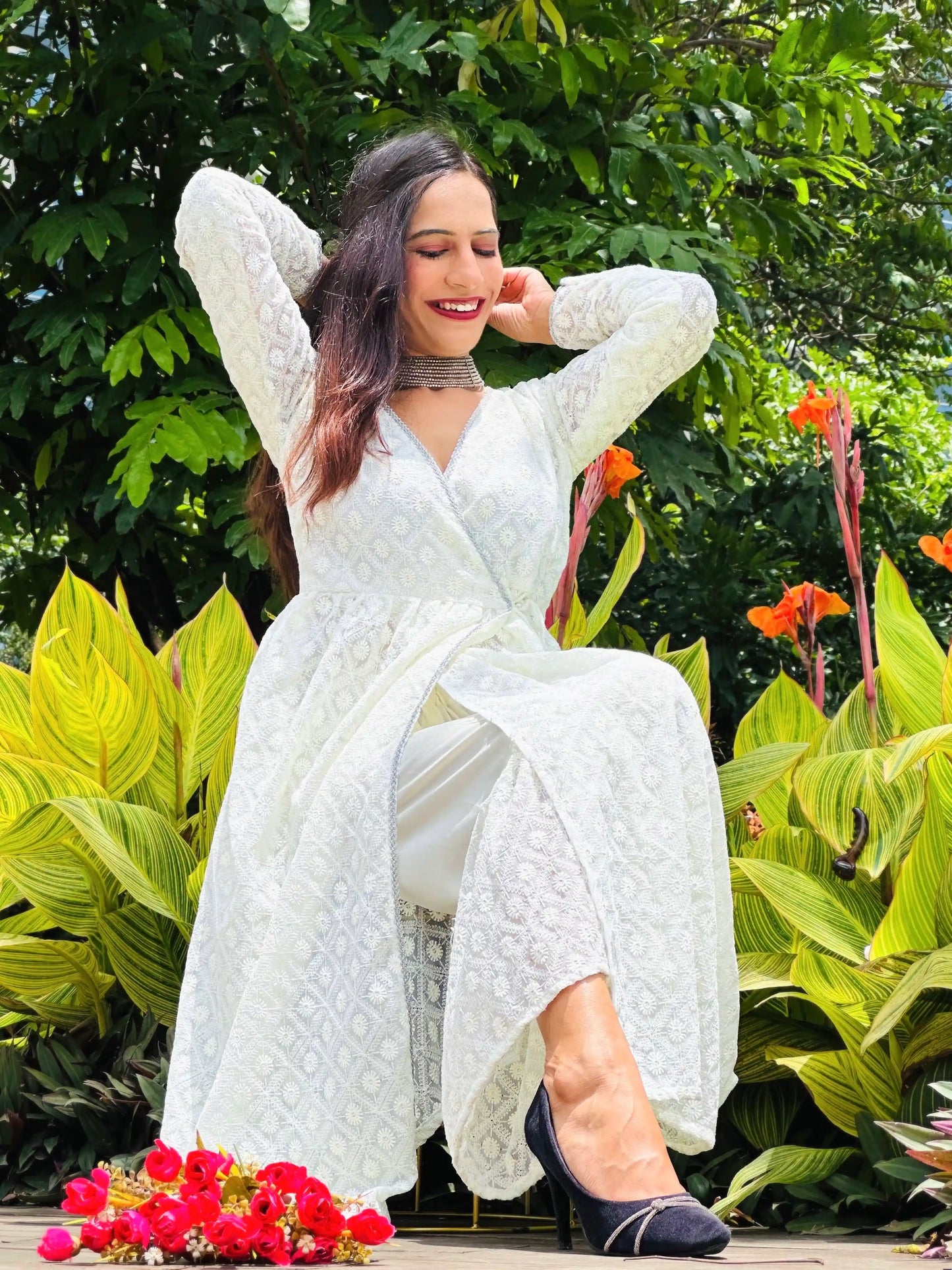 Whimsical Cream Angrakha Gulnaz Kurta Set