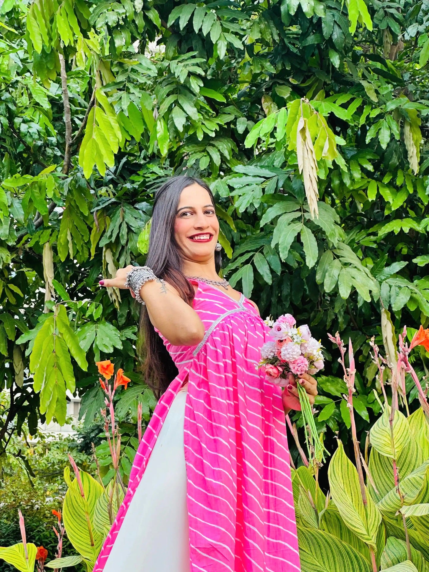 Blush Pink Lehriya Nyra Gulnaz Kurta