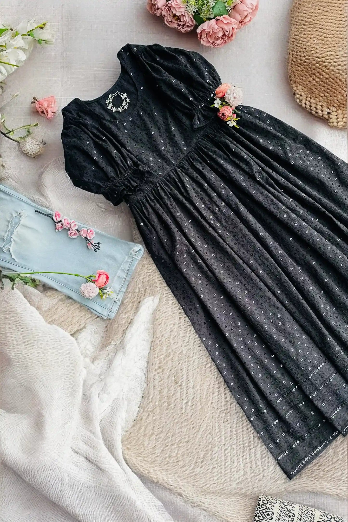 Dusky Black Sequence Gulnaz Kurta