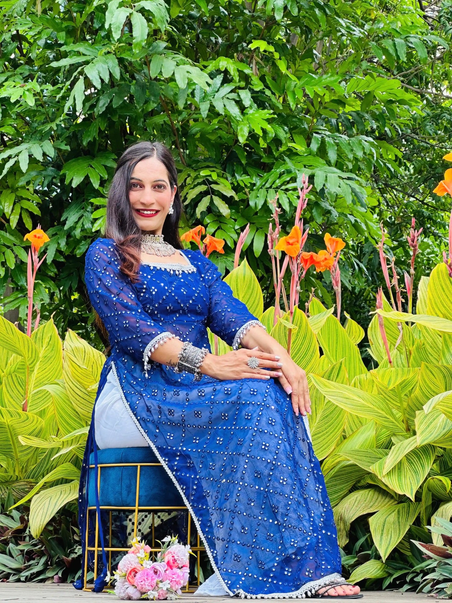 Royal Blue Mirror Gulnaz Kurta