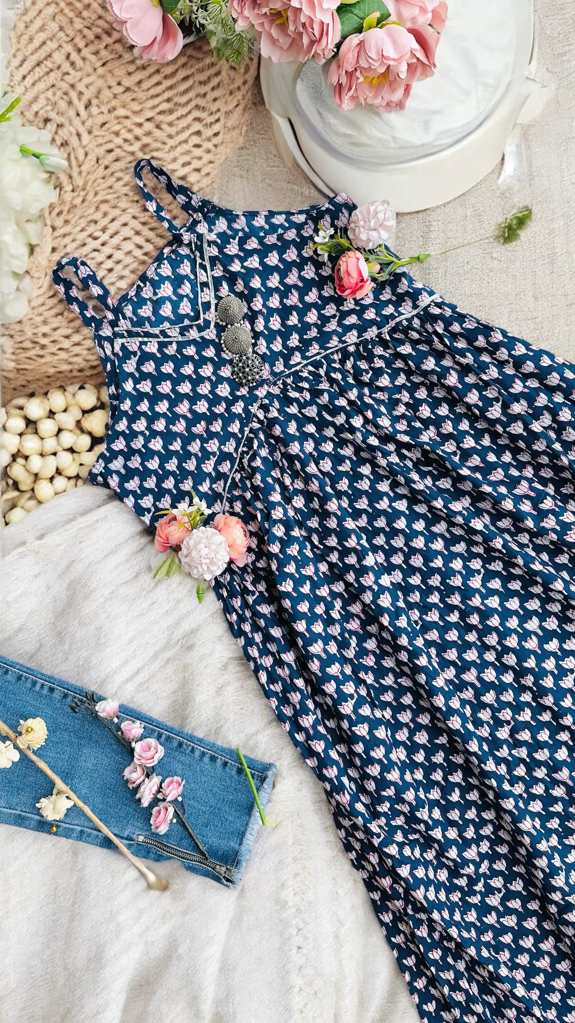 Lotus Blue Jaipuri Nyra Gulnaz Kurta - Passion for Fashion by Shivani
